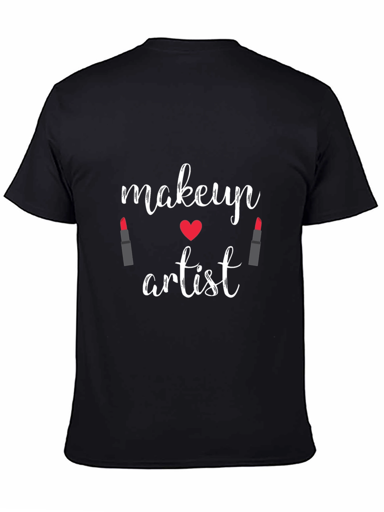 Black Makeup Artist T-Shirt - Black Crew Neck view 4