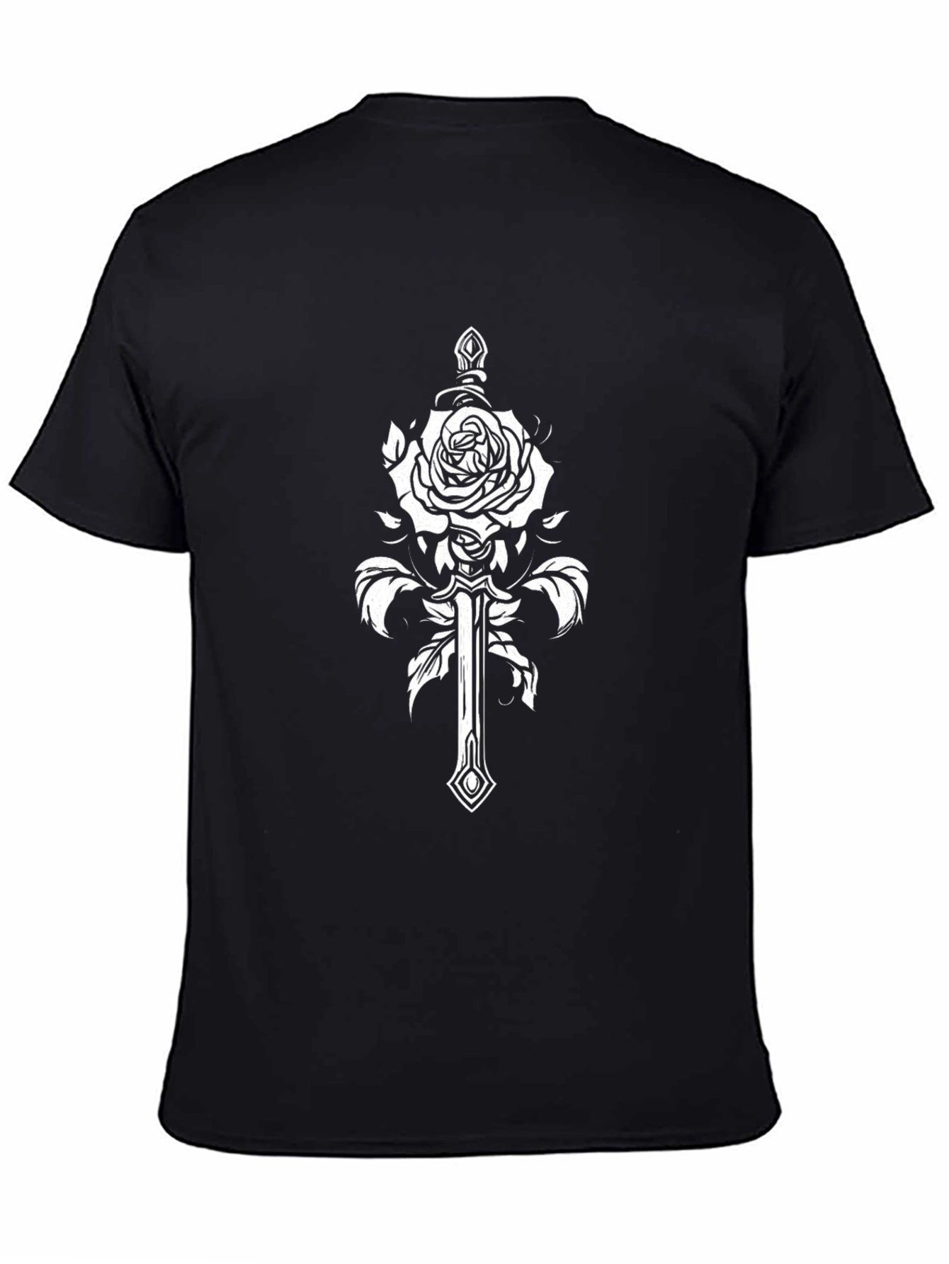 Black Rose & Sword Graphic Tee - Black Cotton Blend view 4