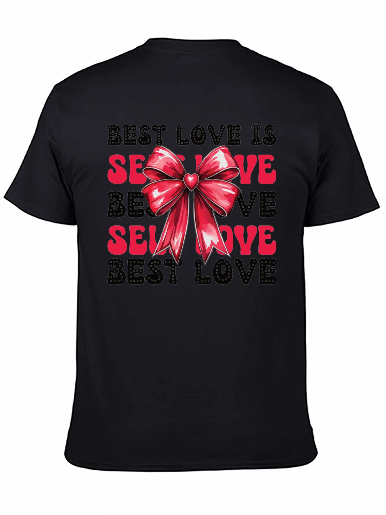 Black Self Love T-Shirt with Bow - Black view 4