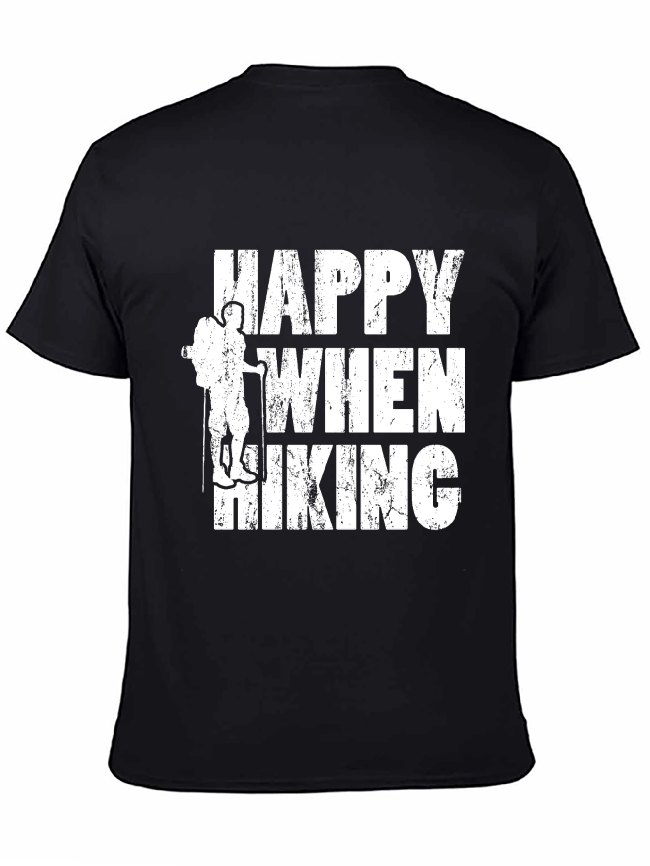 Black Happy When Hiking Black Graphic Tee view 4
