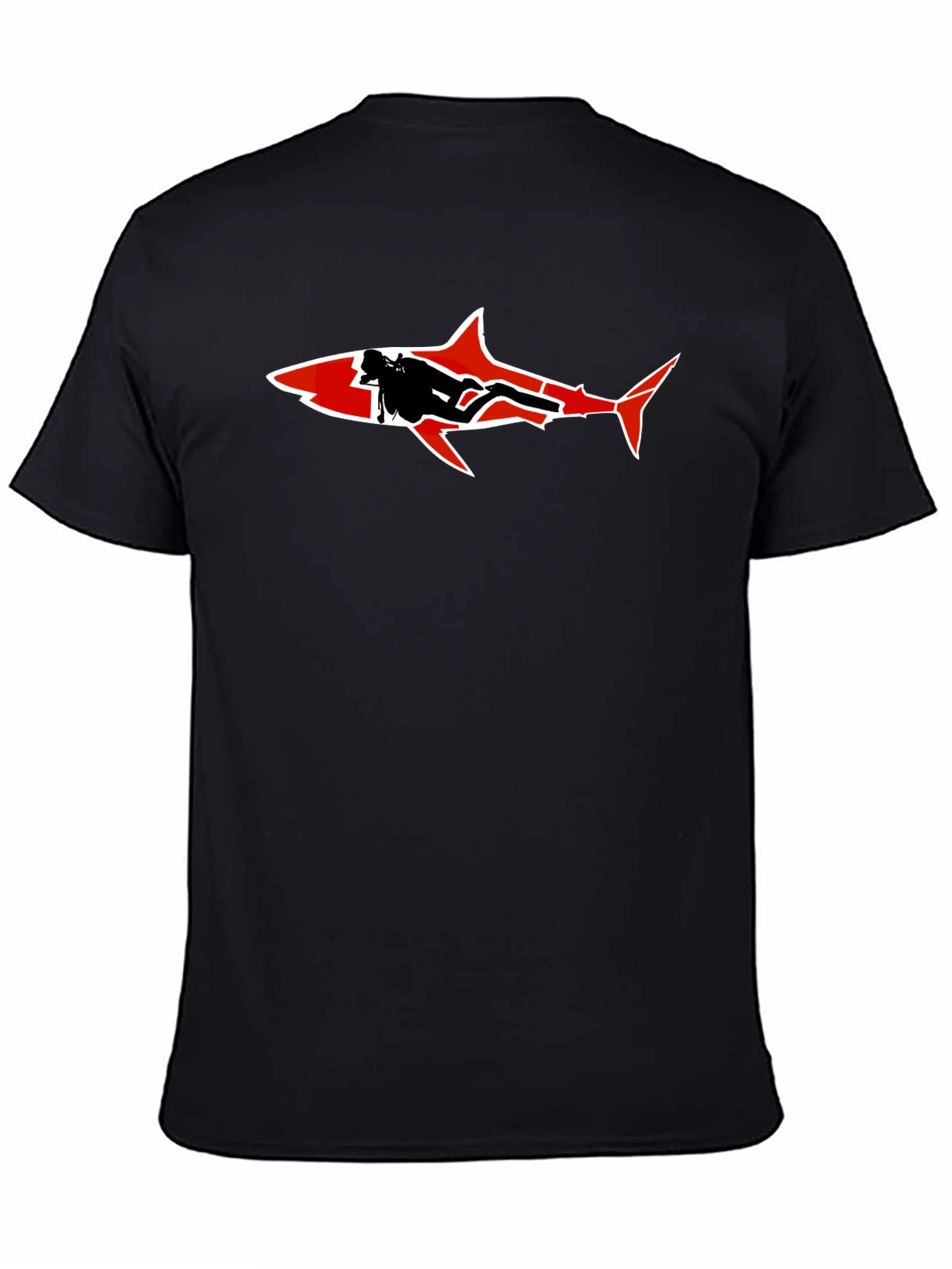 Black Diver Shark Graphic Tee - Black view 4
