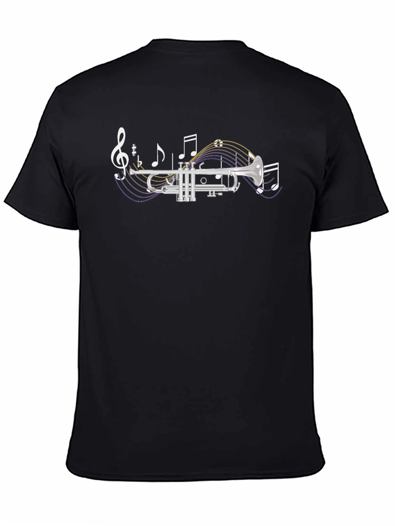 Black Trumpet Music Notes Graphic T-Shirt view 4