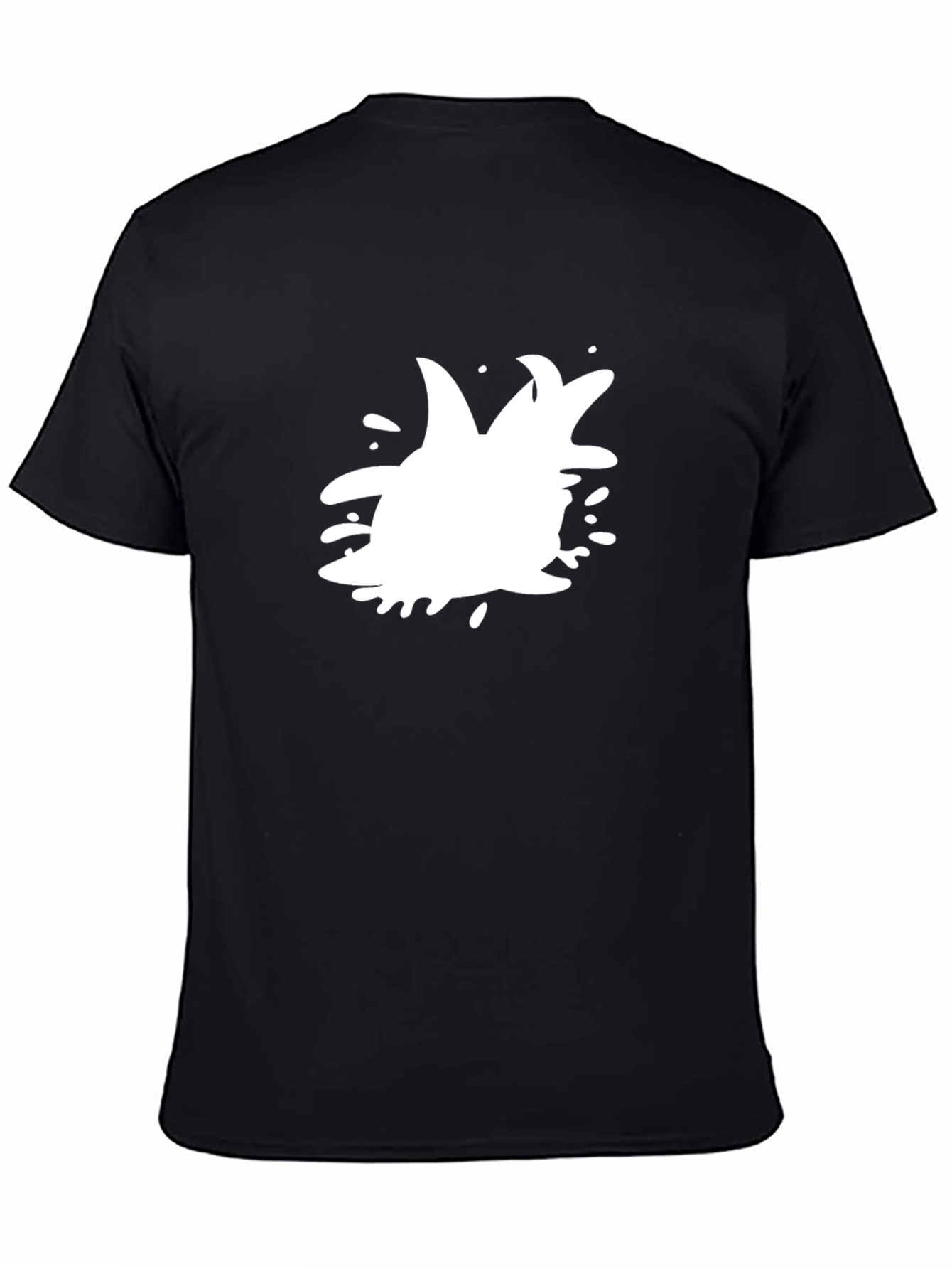 Black Cool Black T-Shirt with White Splash Design view 4