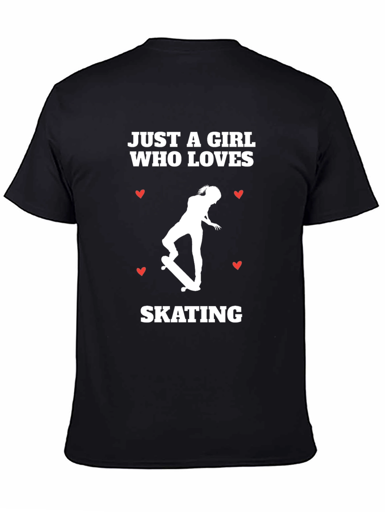 Black Skating Girl T-Shirt - Just a Girl Who Loves Skating view 4