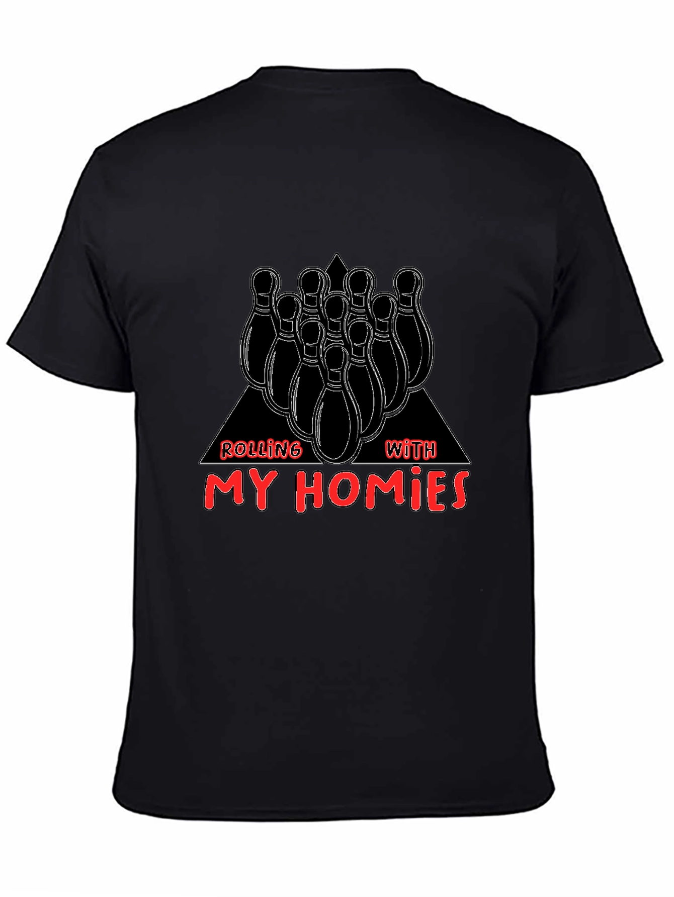 Black Rolling With My Homies Bowling T-Shirt view 4