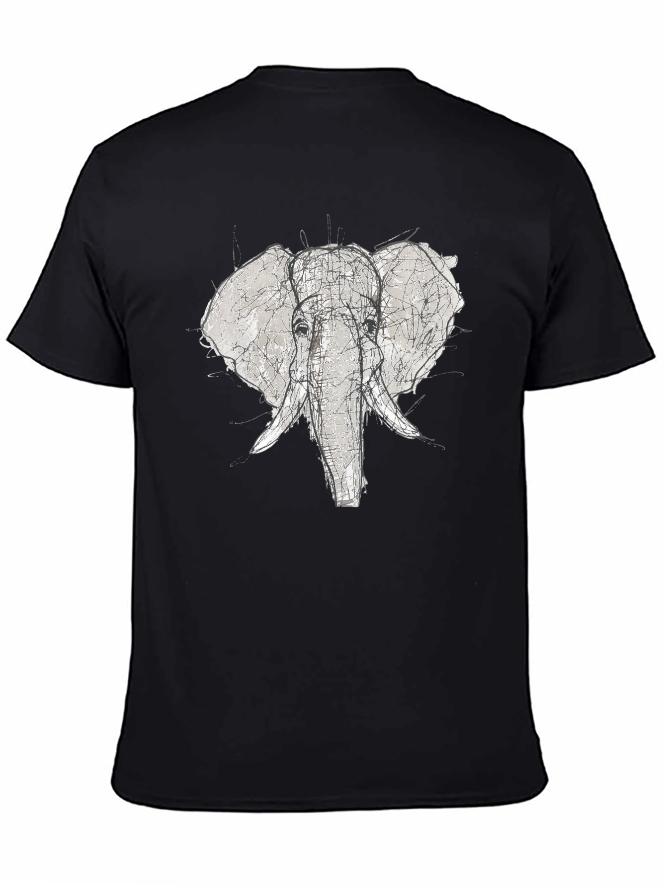 Black Elephant Sketch Graphic Tee - Black view 4