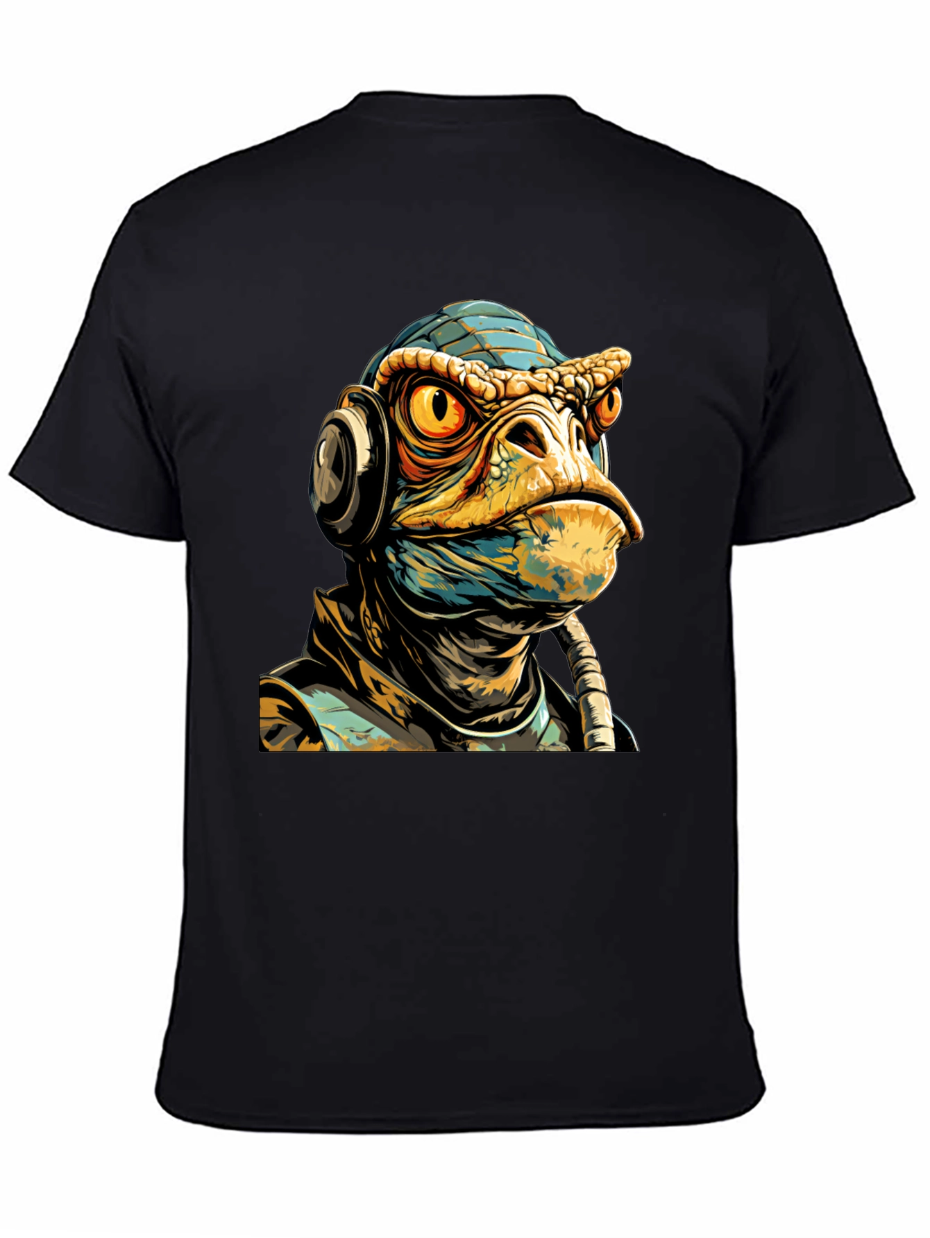 Black Sci-Fi Lizard Man Graphic Tee view 4