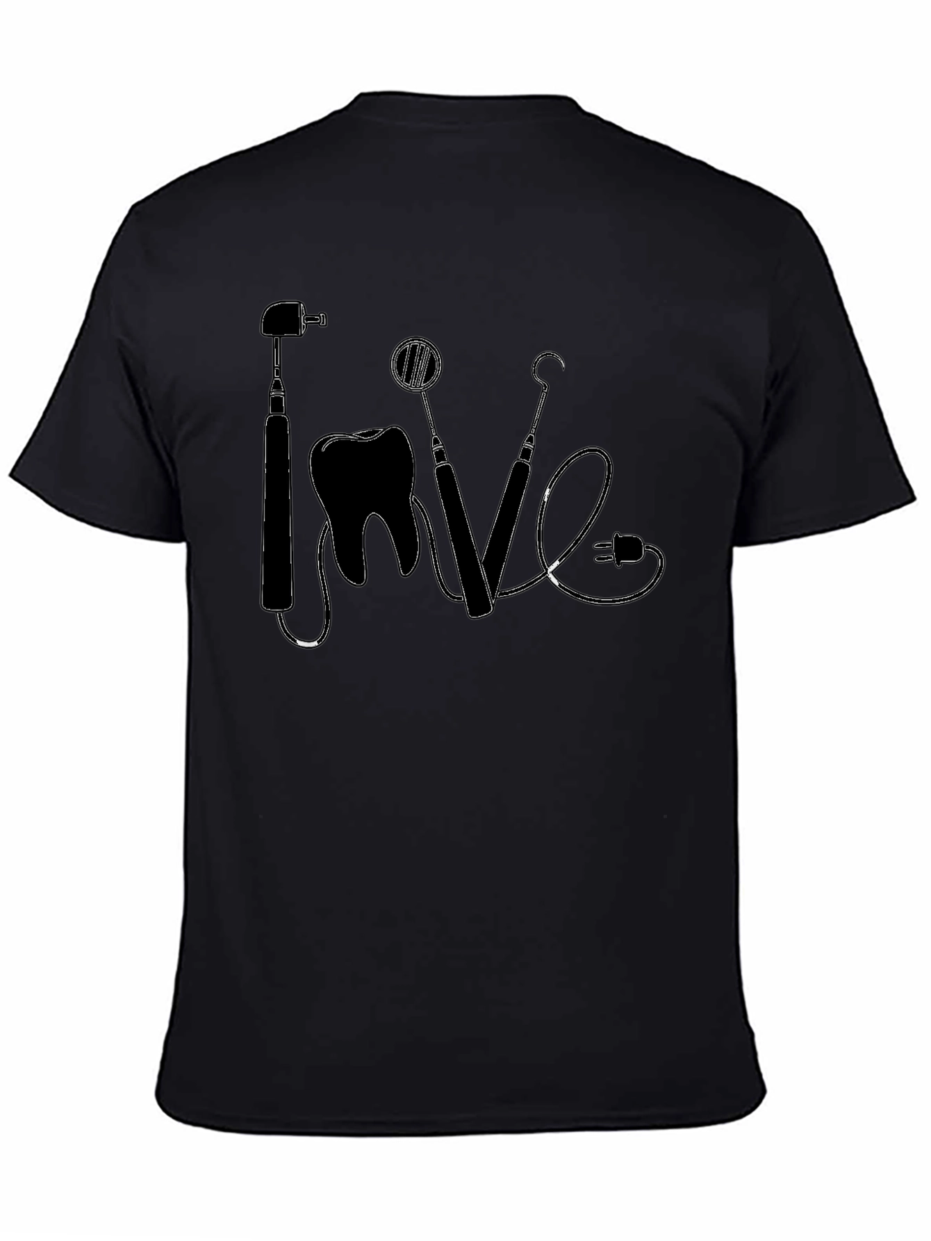 Black Dentist Love Graphic Tee - Black Cotton T-Shirt view 4