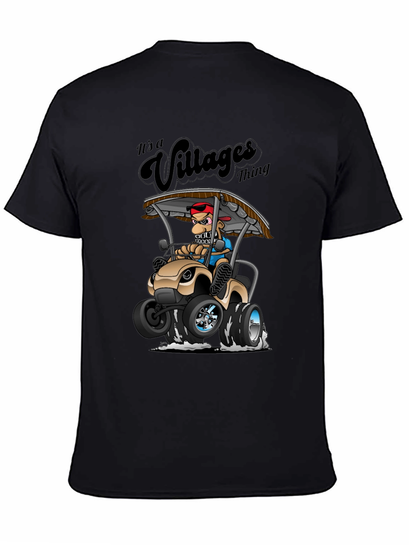 Black Villages Thing Graphic Tee - Black Cotton T-Shirt view 4