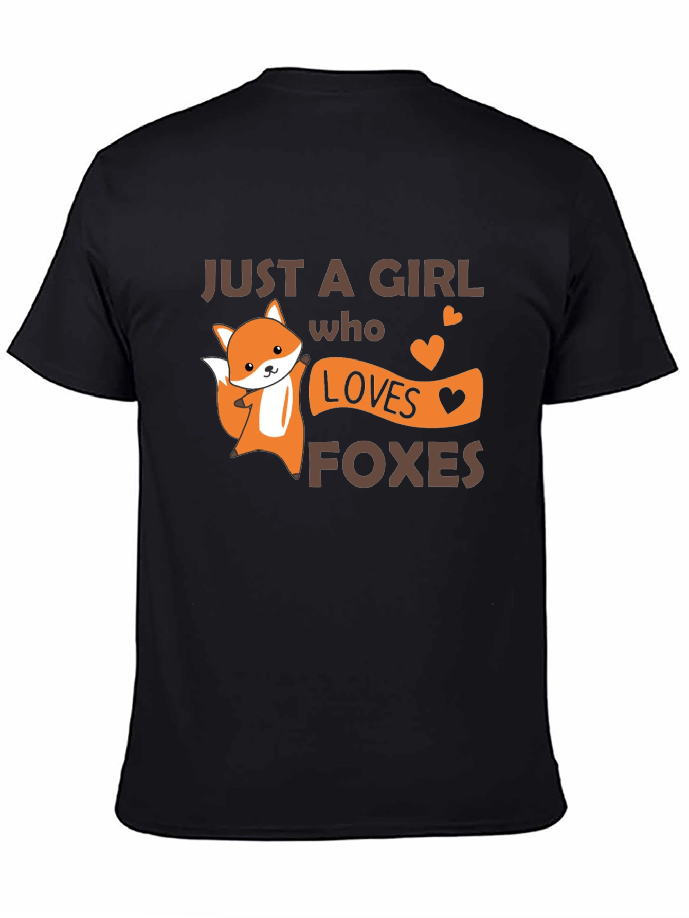 Black Cute Fox Girl Loves Foxes T-Shirt view 4