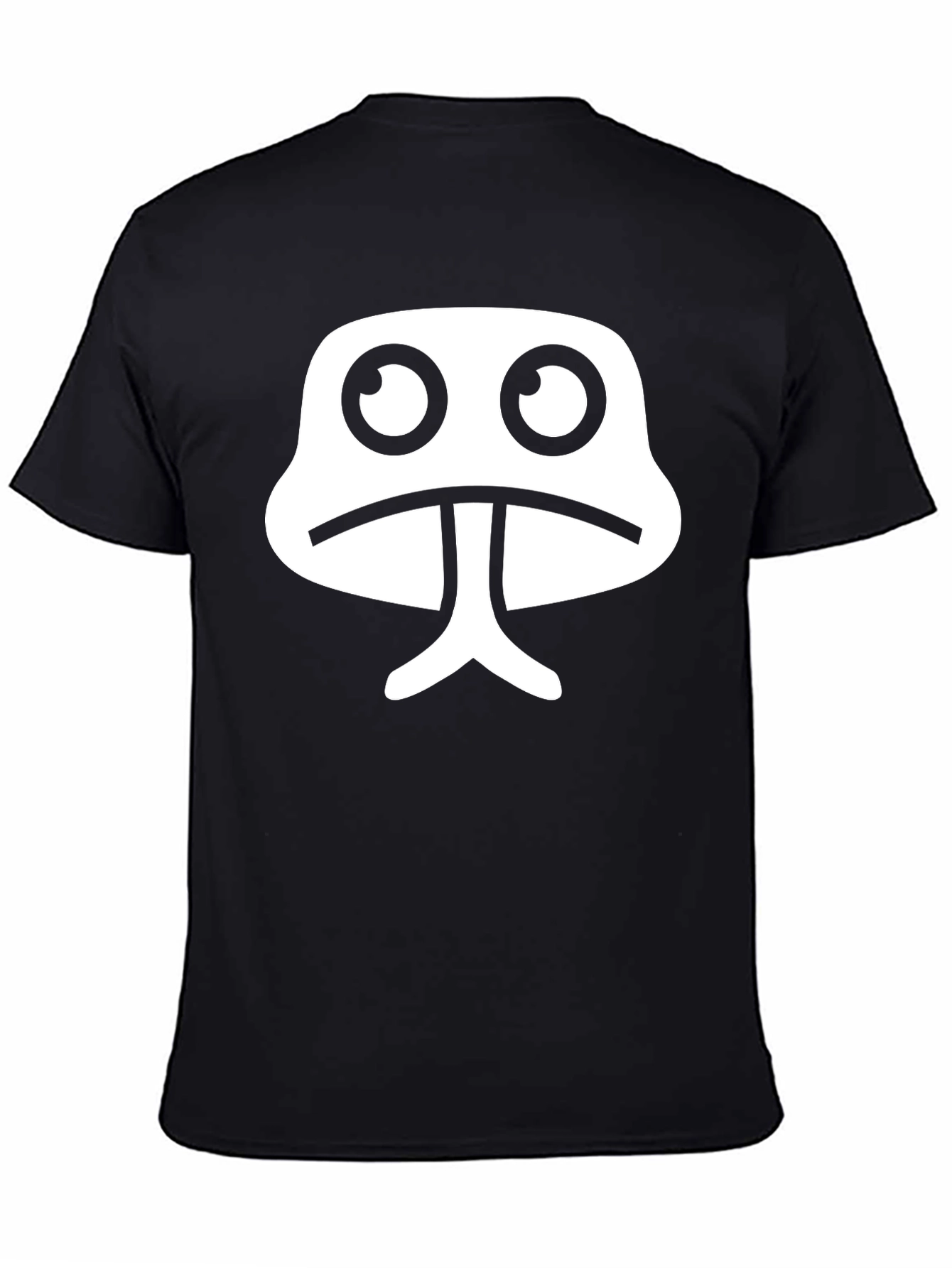 Black Funny Sad Face Graphic T-Shirt - Trendy Black Tee view 4