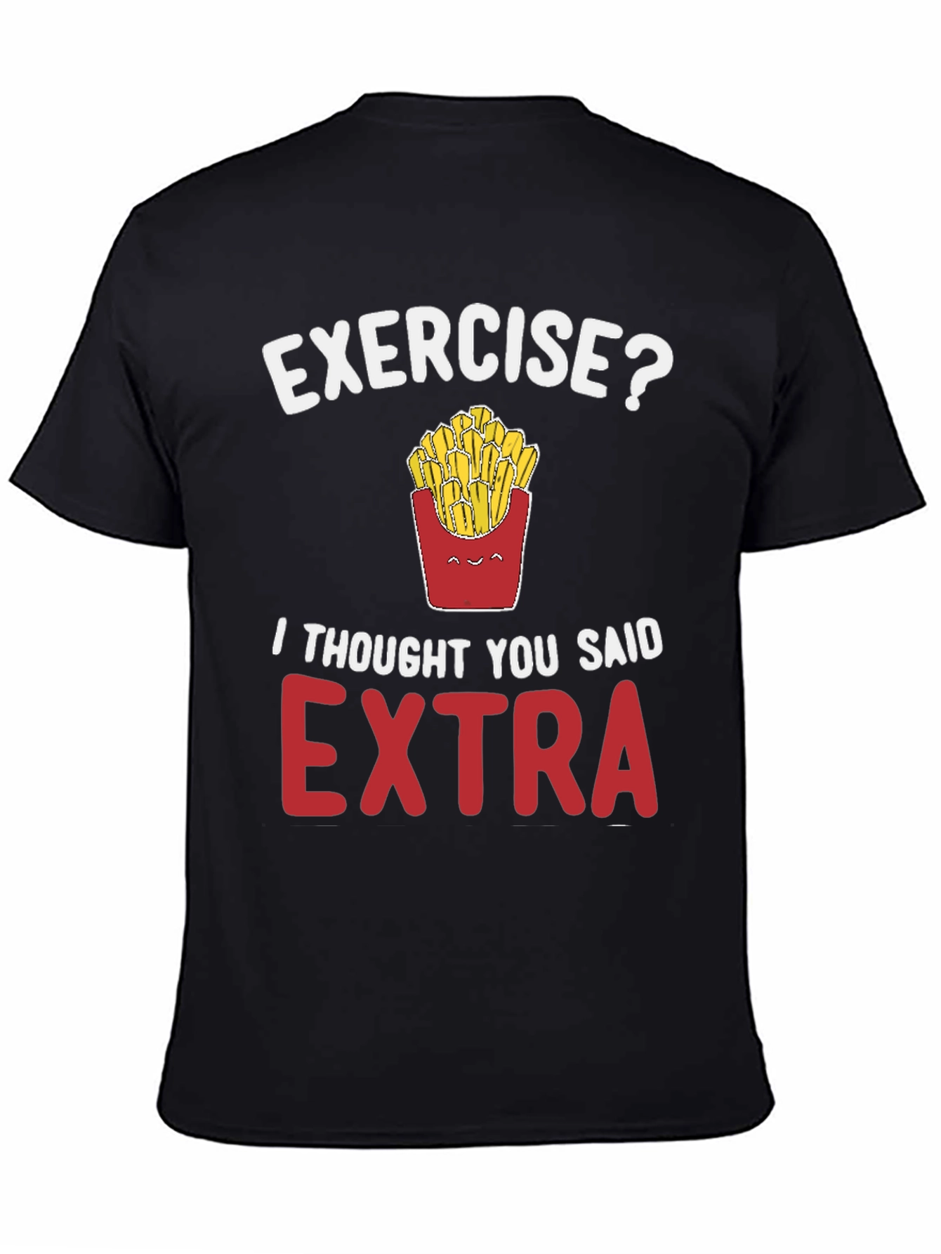 Black Funny 'Exercise? Extra' Graphic Tee view 4