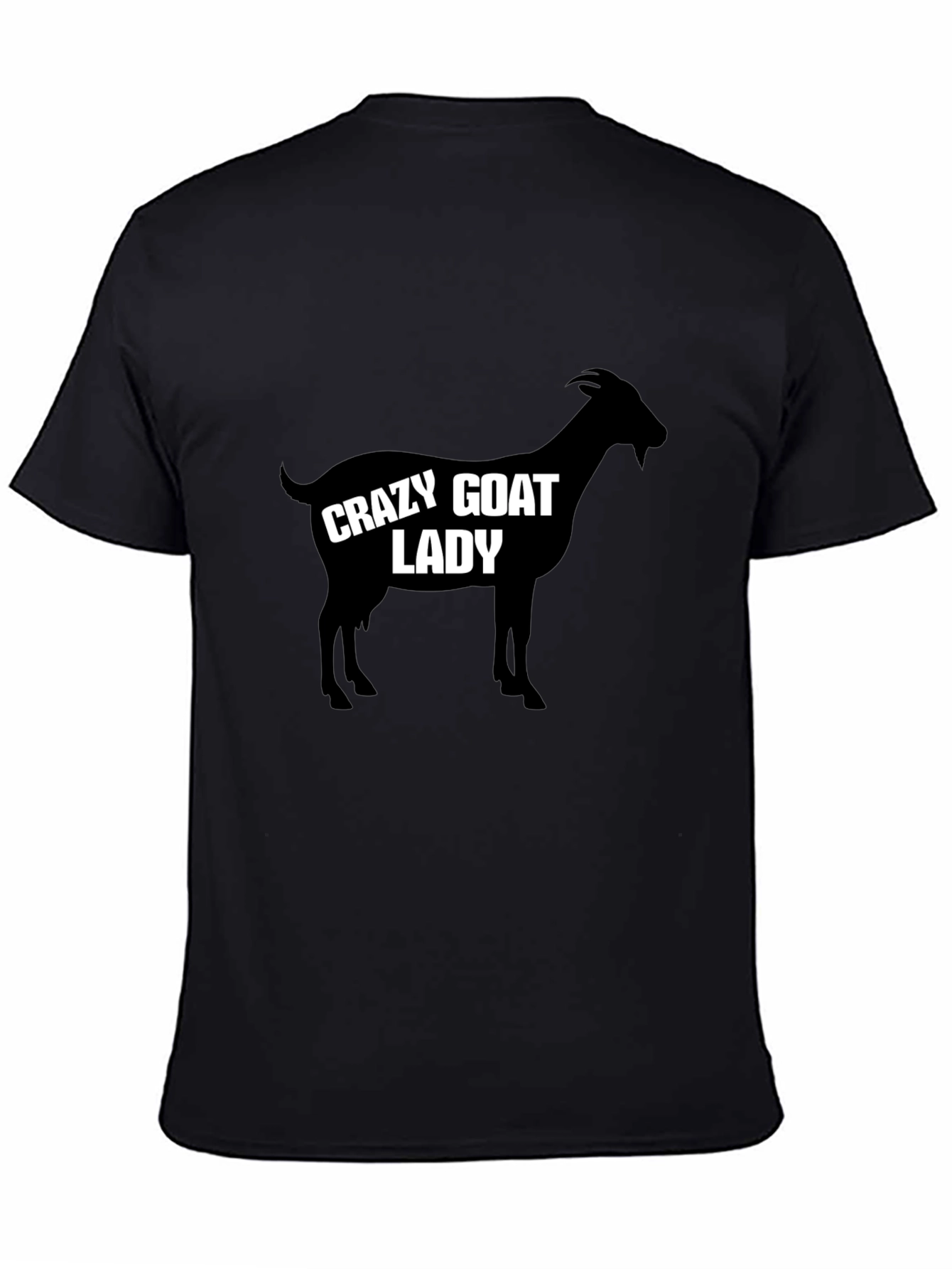 Black Crazy Goat Lady T-Shirt - Black Humor Tee view 4