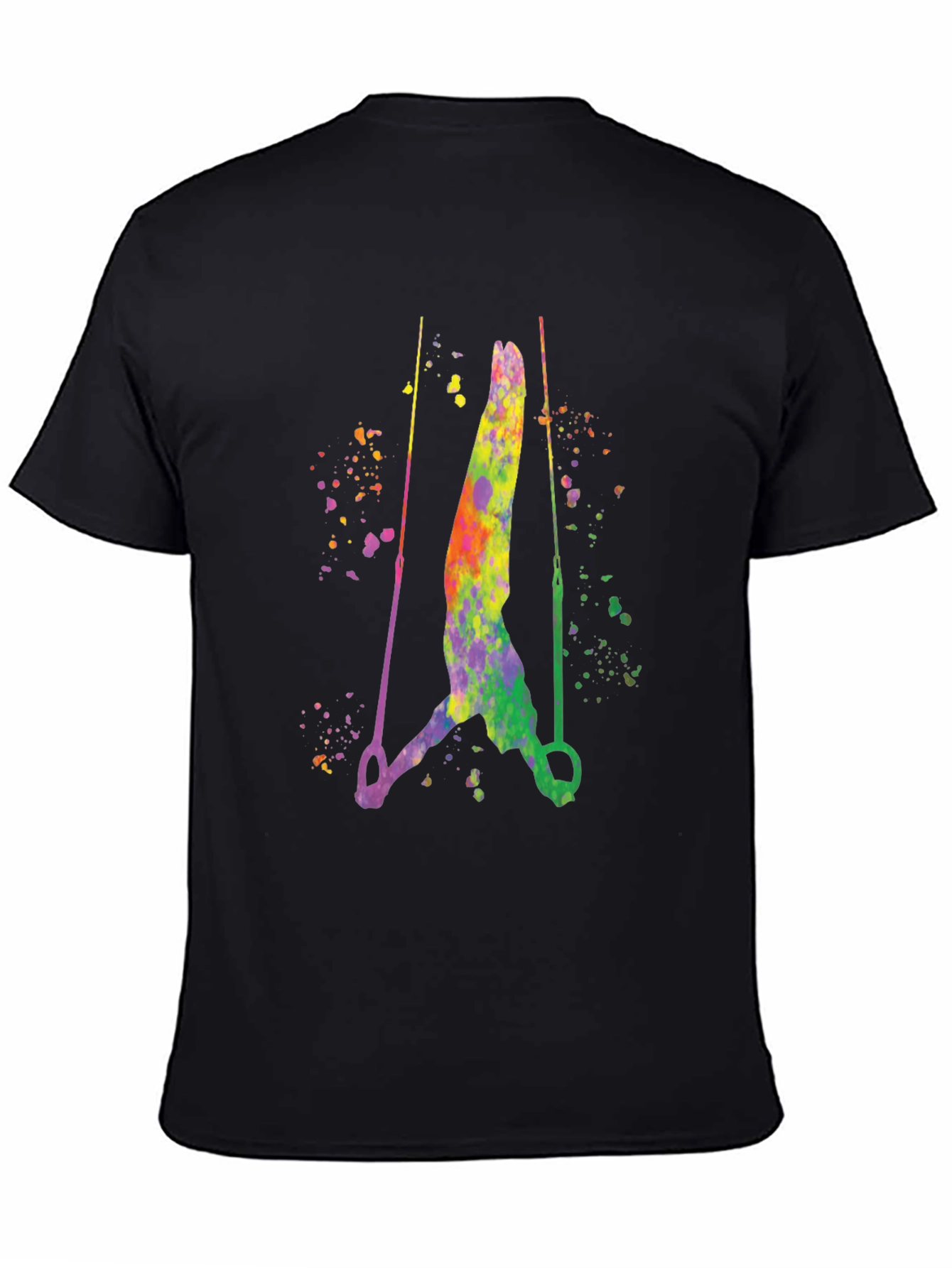 Black Gymnast Rings Watercolor Graphic Black T-Shirt view 4