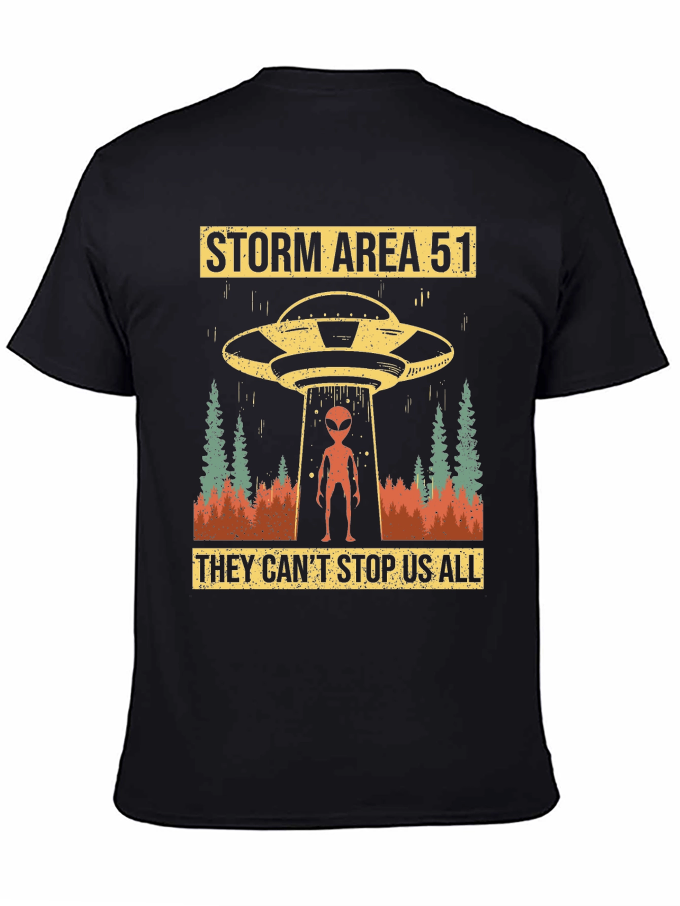 Black Storm Area 51 Graphic Tee Alien UFO T-Shirt view 4