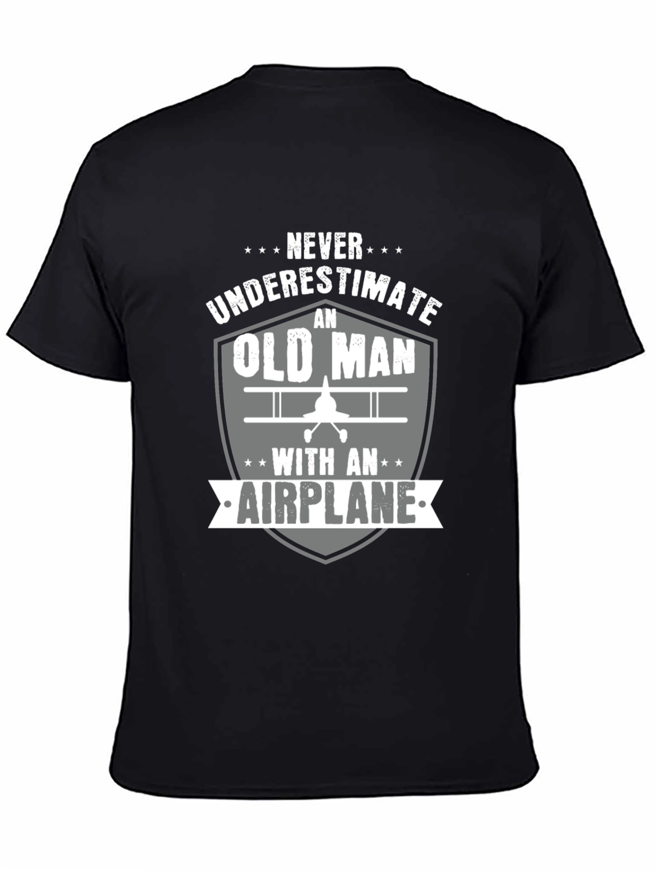 Black Never Underestimate an Old Man with an Airplane T-Shirt view 4