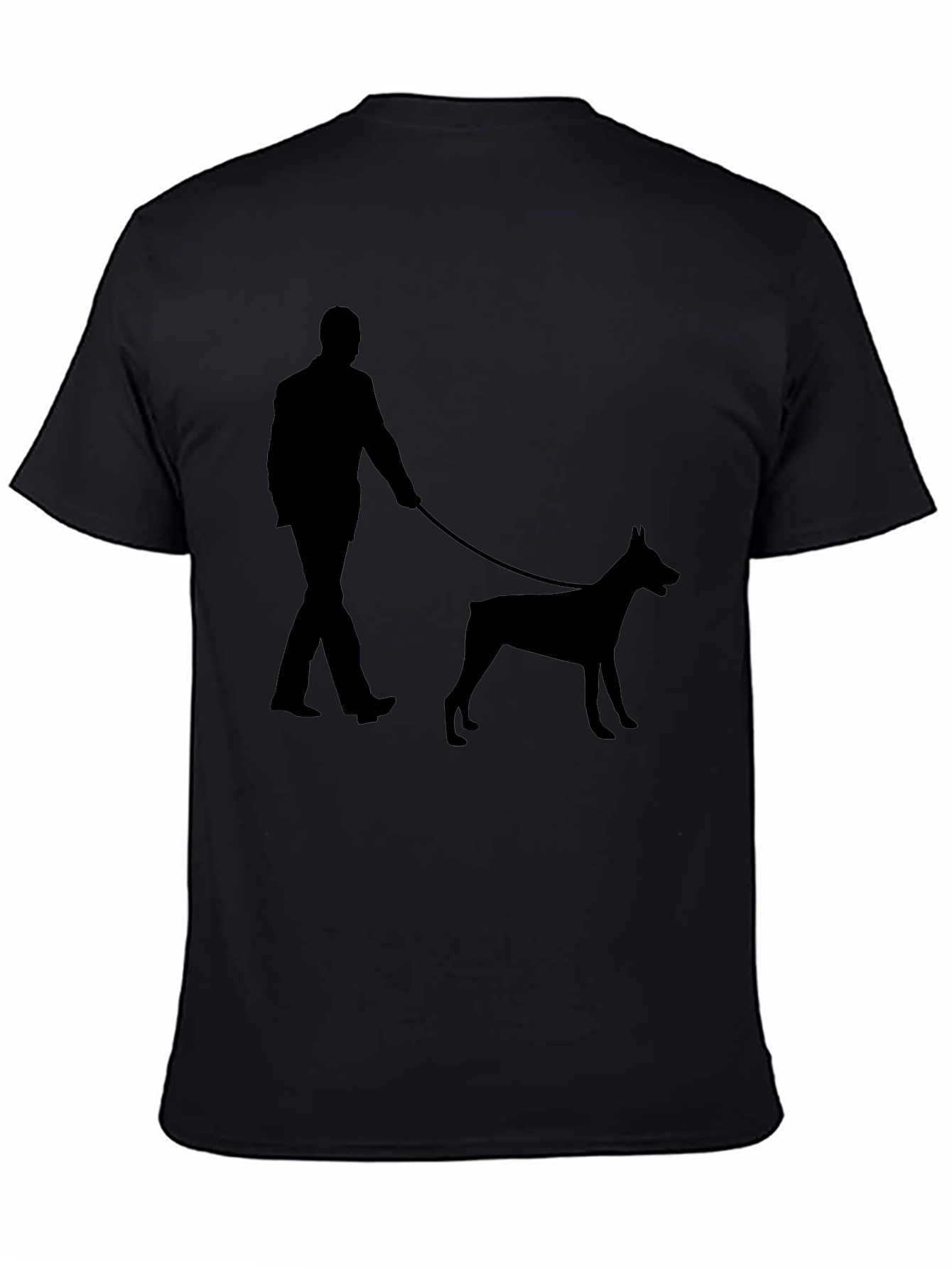 Black Dog Walker T-Shirt - Black Cotton view 4