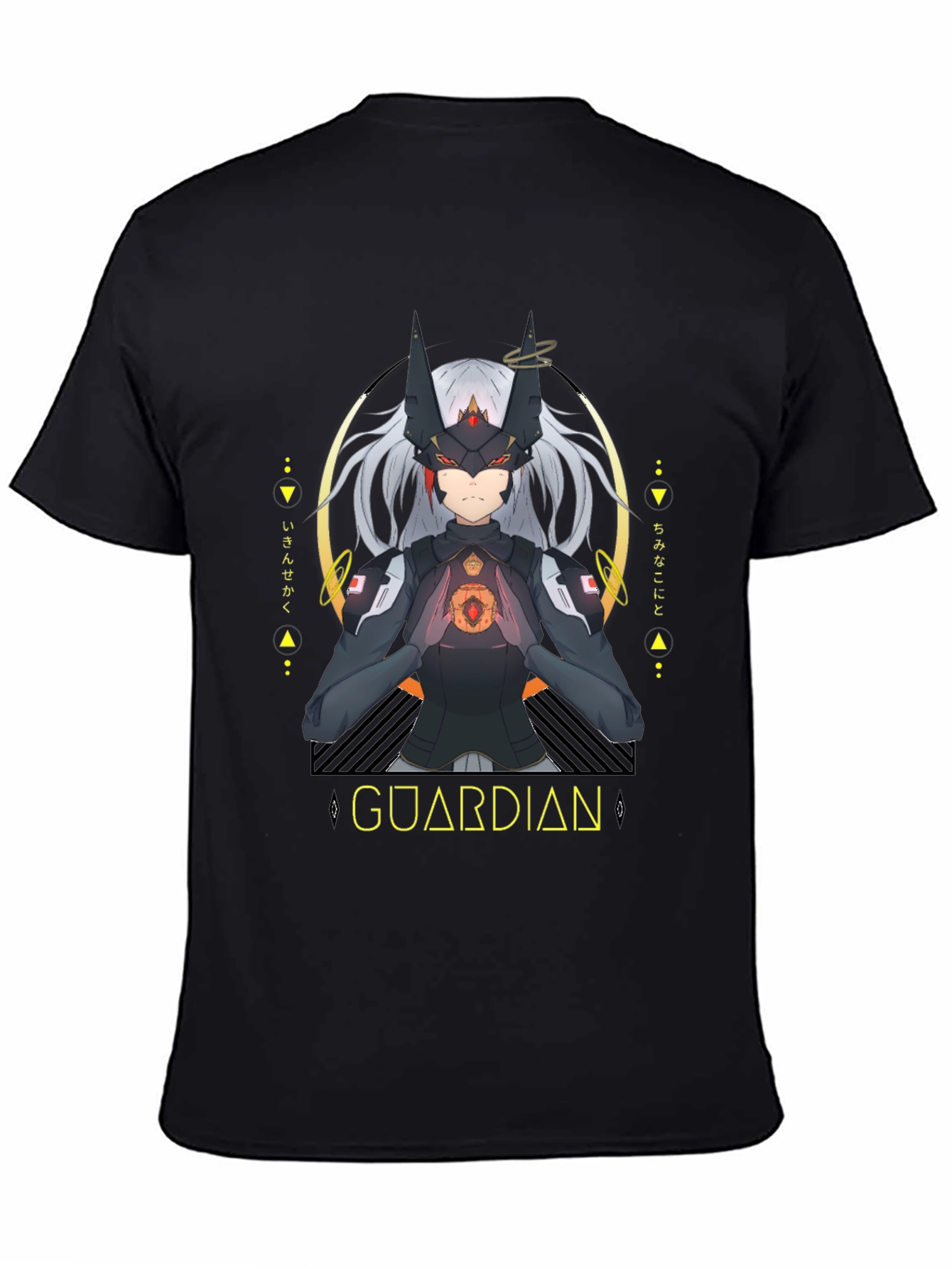 Black Guardian Anime Graphic Black T-Shirt view 4