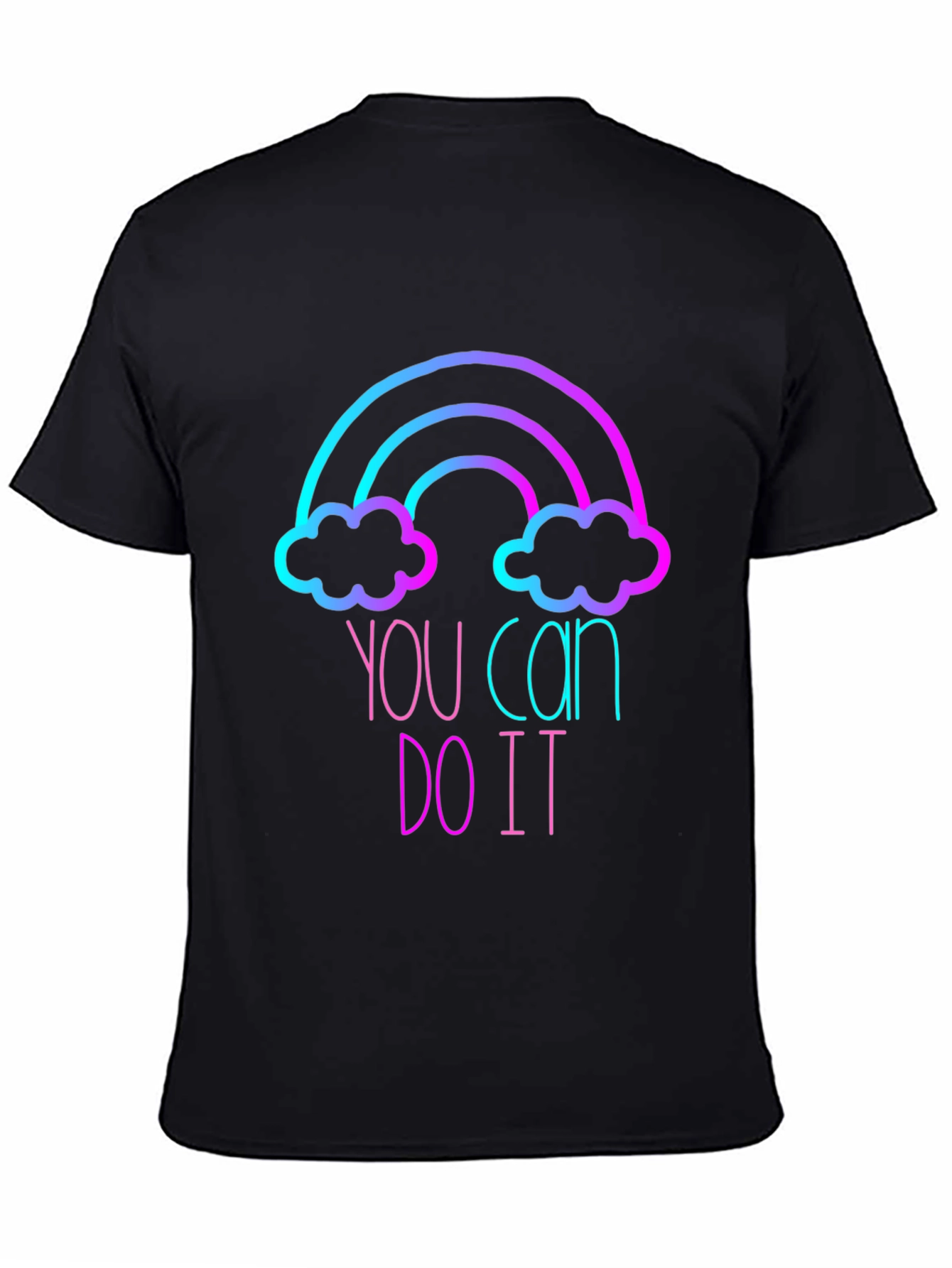 Black Motivational Rainbow Graphic Tee - You Can Do It view 4