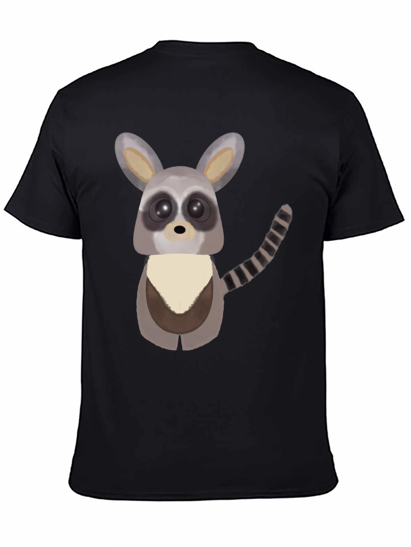 Black Cute Cartoon Raccoon Graphic T-Shirt view 4