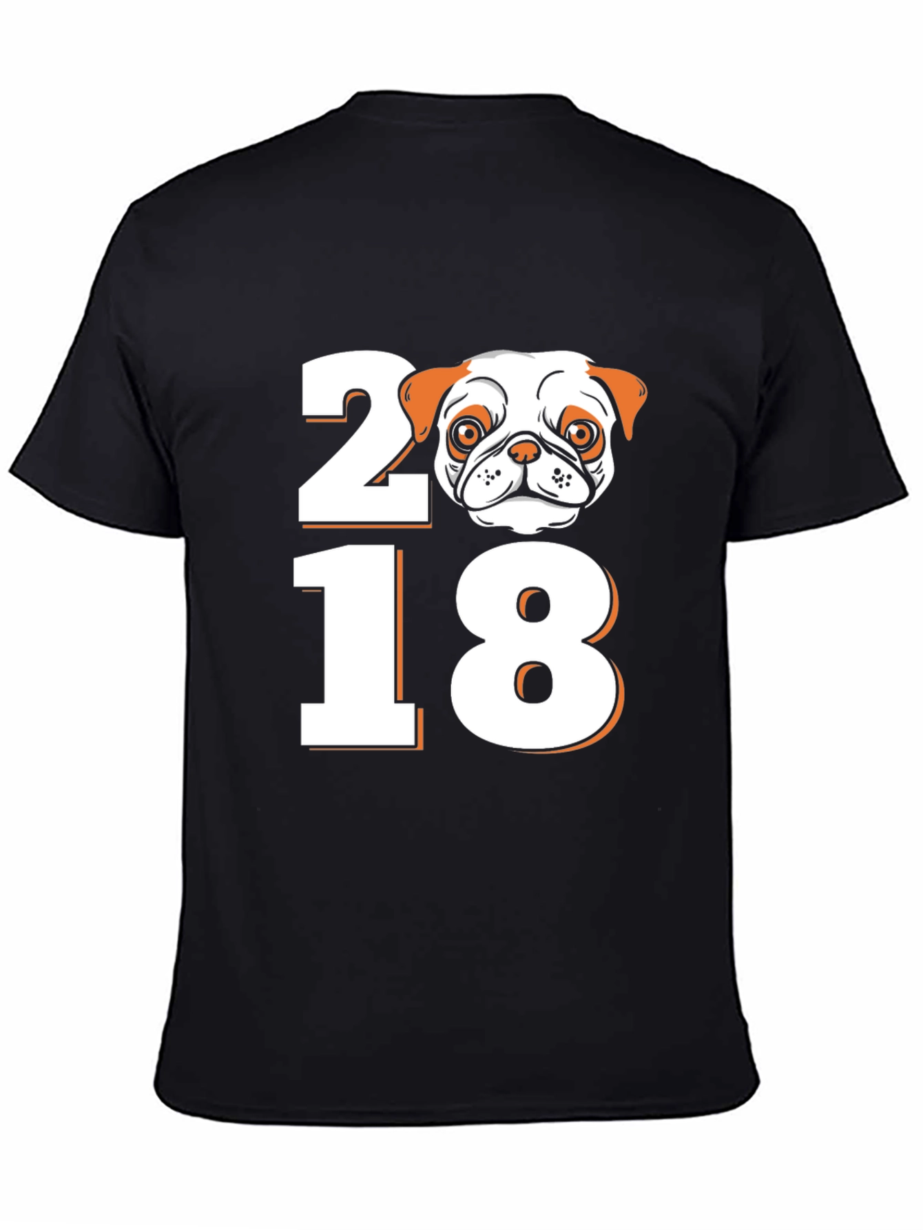 Black Pug 2018 Graphic Tee - Black Short Sleeve T-Shirt view 4