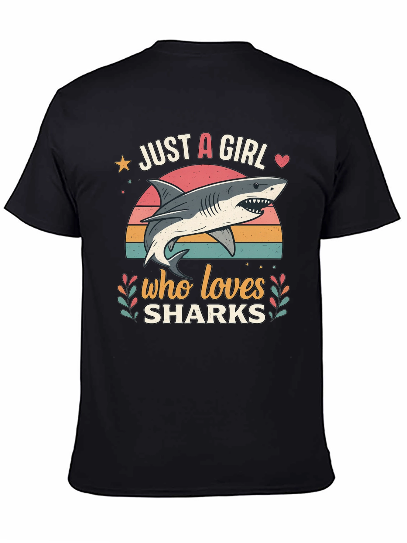 Black Just a Girl Who Loves Sharks Graphic Tee view 4