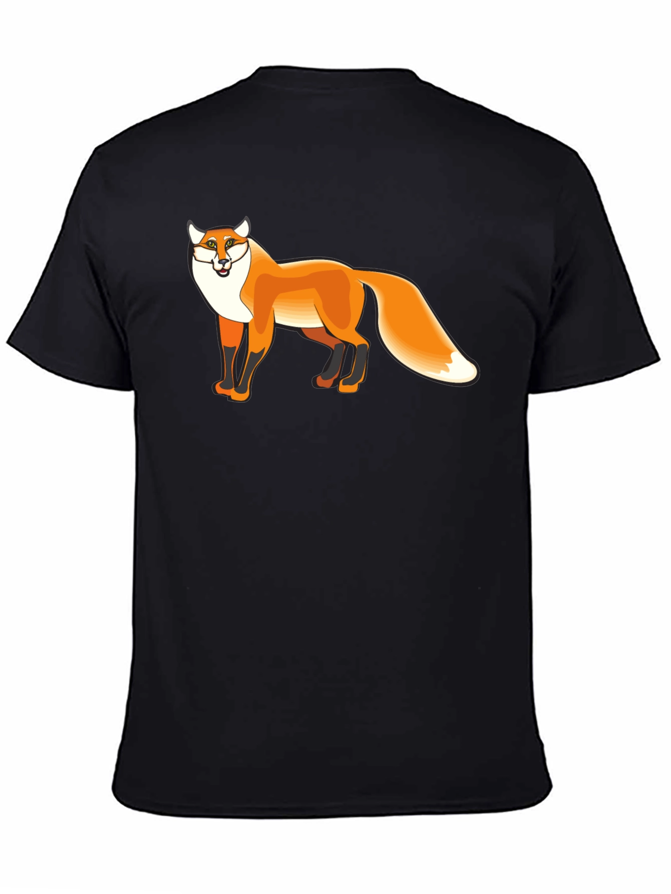Black Cool Fox Graphic Tee - Black Cotton Blend view 4