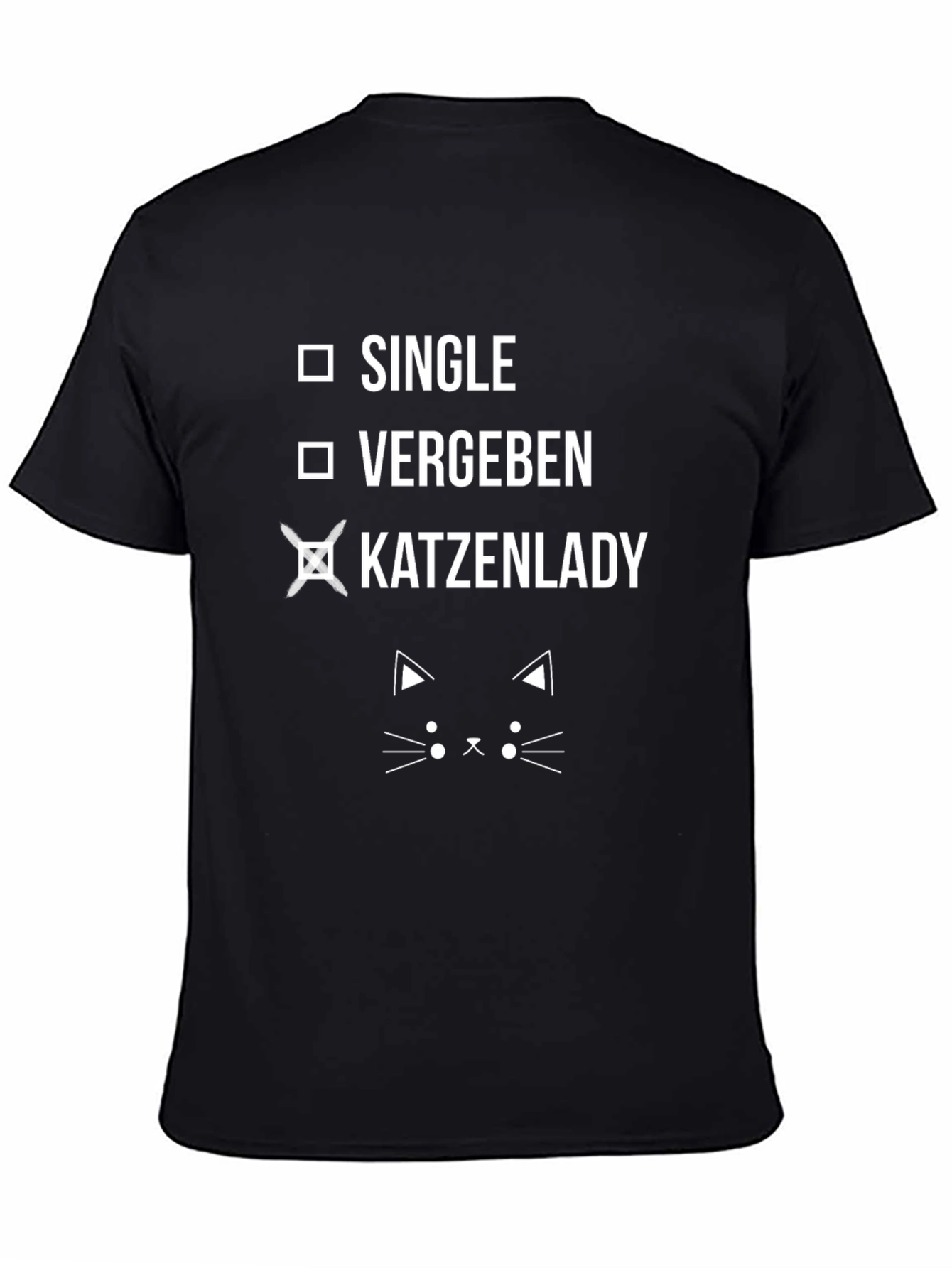 Black Funny Cat Lady T-Shirt - Single Vergeben Katzenlady view 4