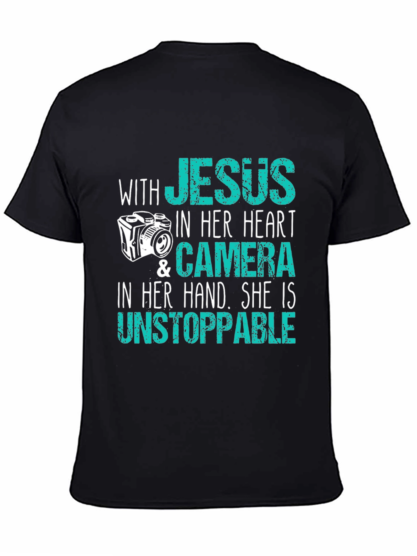 Black Jesus Camera T-Shirt - Faith & Photography view 4