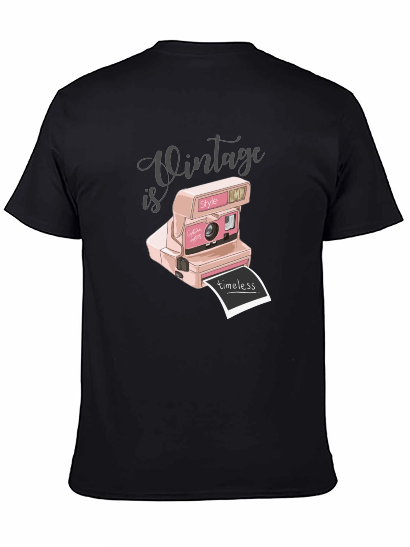 Black Vintage Style Camera Graphic Tee - Timeless Fashion view 4