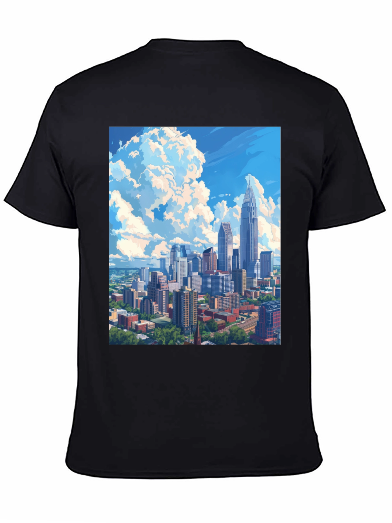 Black Cityscape Graphic Tee - Black Cotton Blend view 4