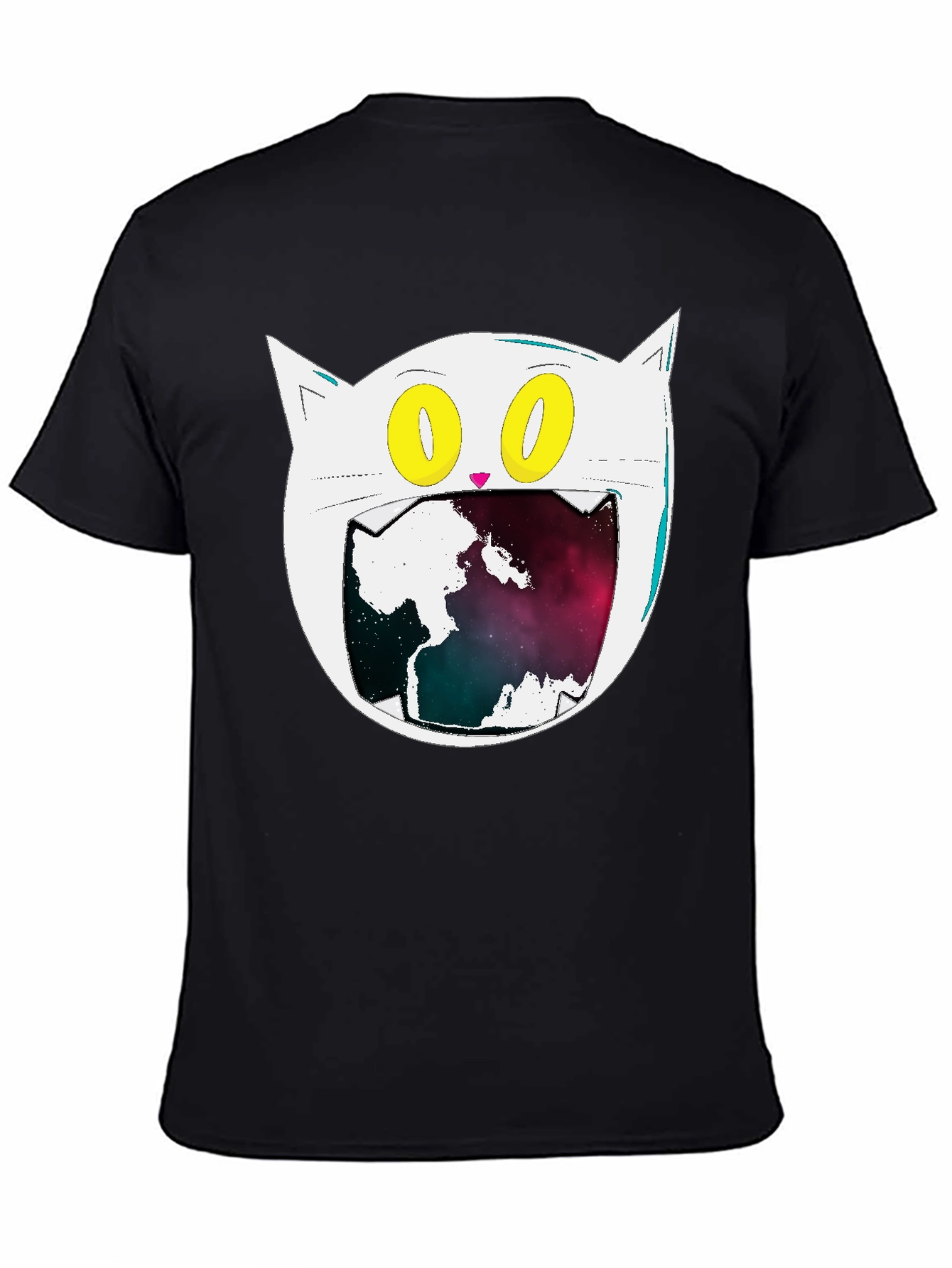 Black Cosmic Cat Graphic Tee - Black Cotton Blend view 4