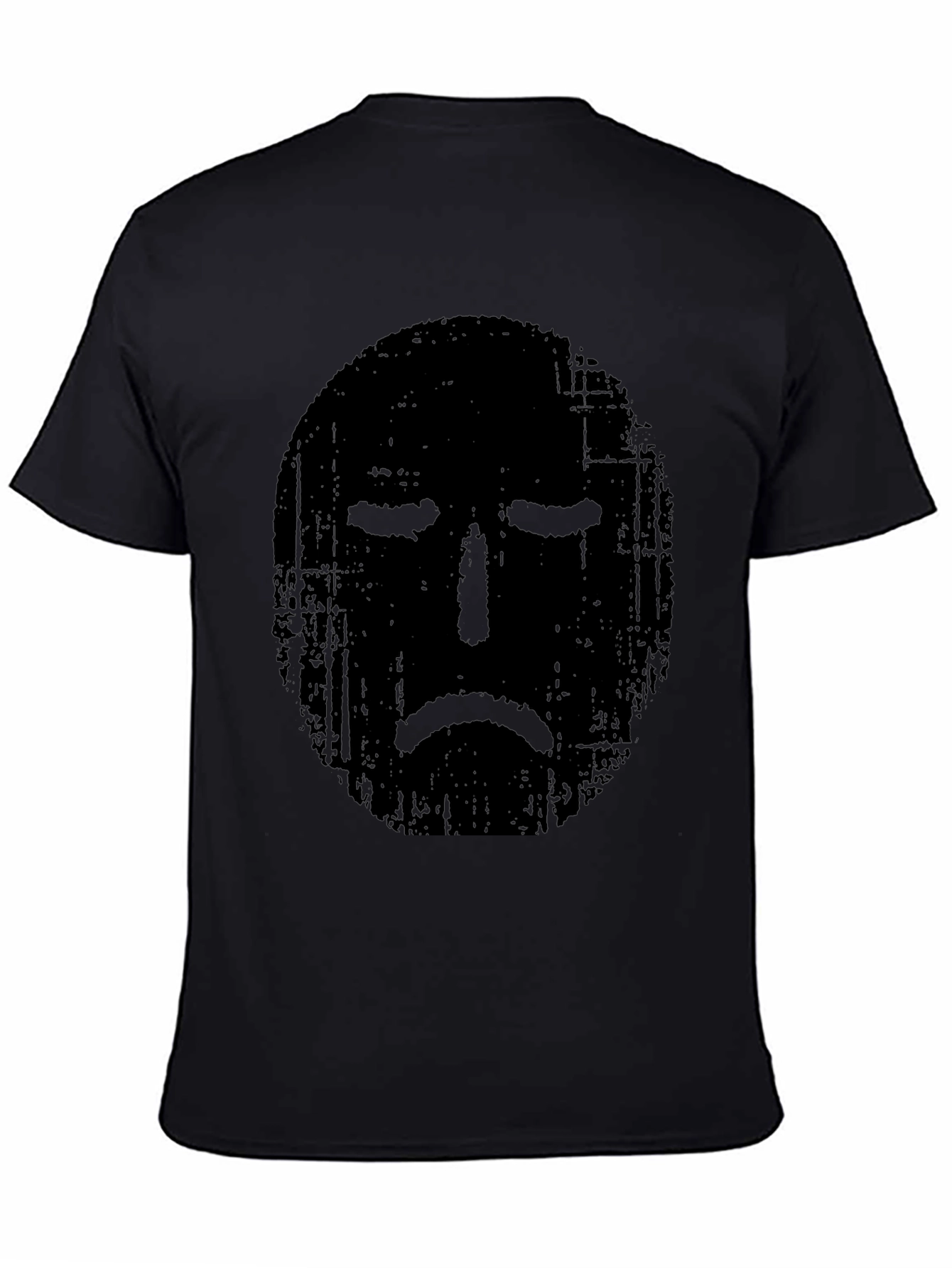 Black Distressed Sad Face Graphic Black T-Shirt view 4