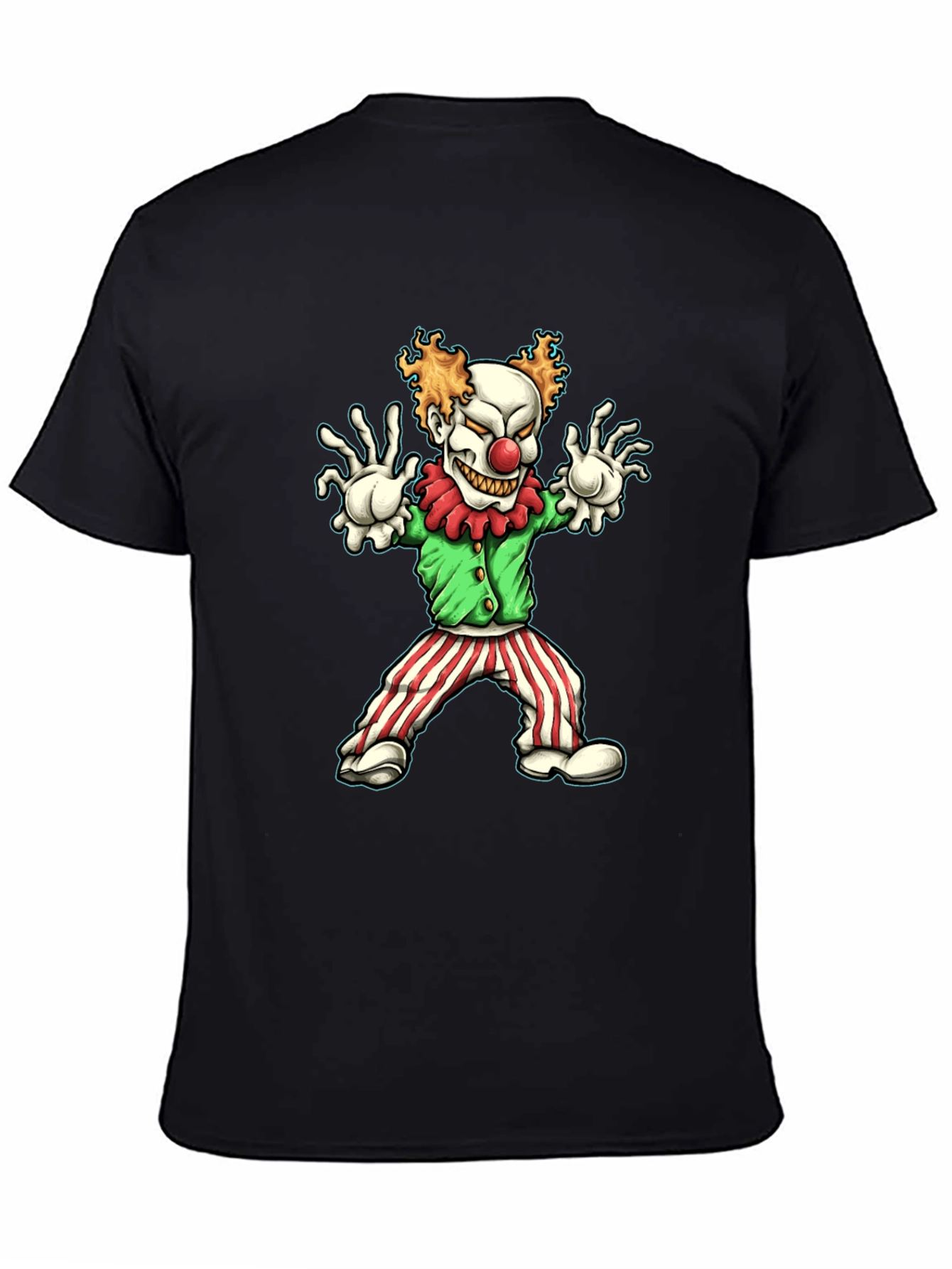 Black Creepy Clown Graphic Tee - Halloween Costume Shirt view 4