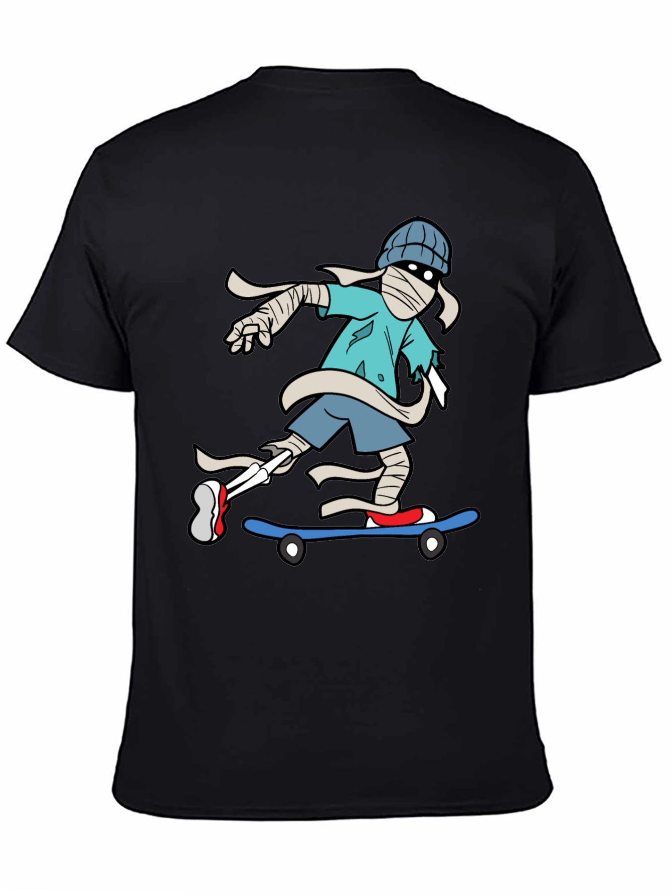 Black Skateboarding Mummy Graphic Tee - Cool & Unique Design view 4