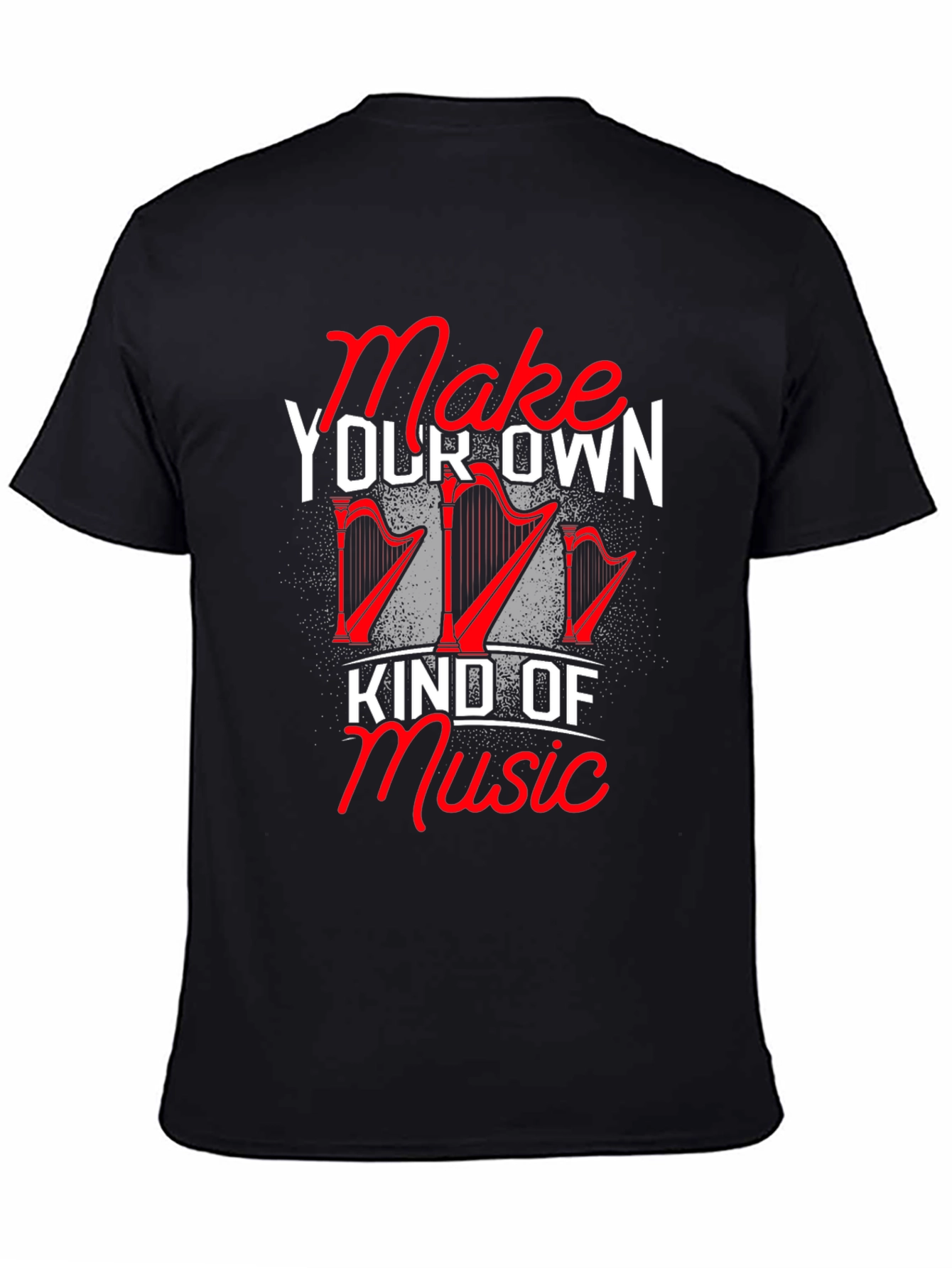 Black Make Your Own Kind of Music Harp Graphic Tee view 4