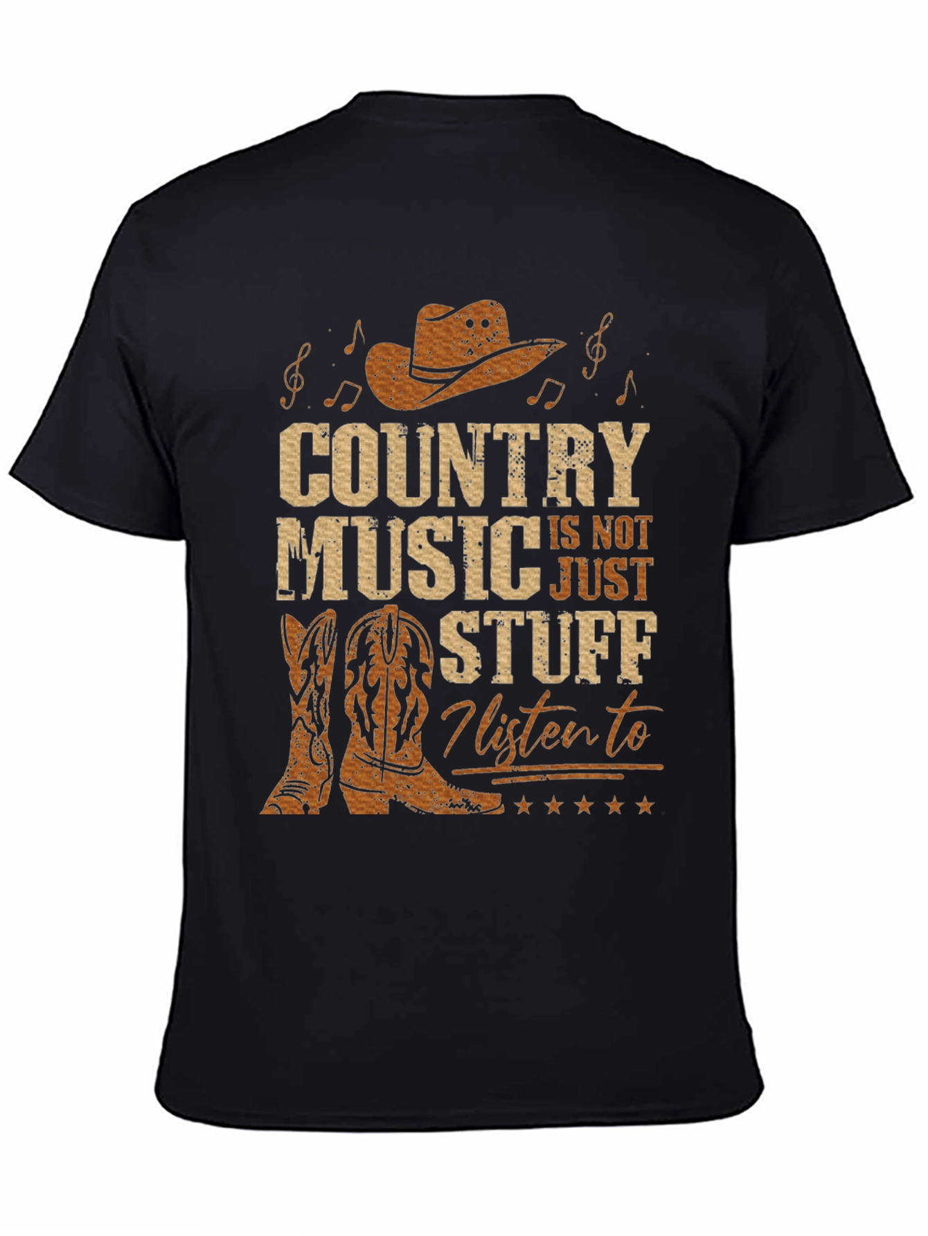 Black Country Music T-Shirt - Cowboy Hat Boots Graphic Tee view 4