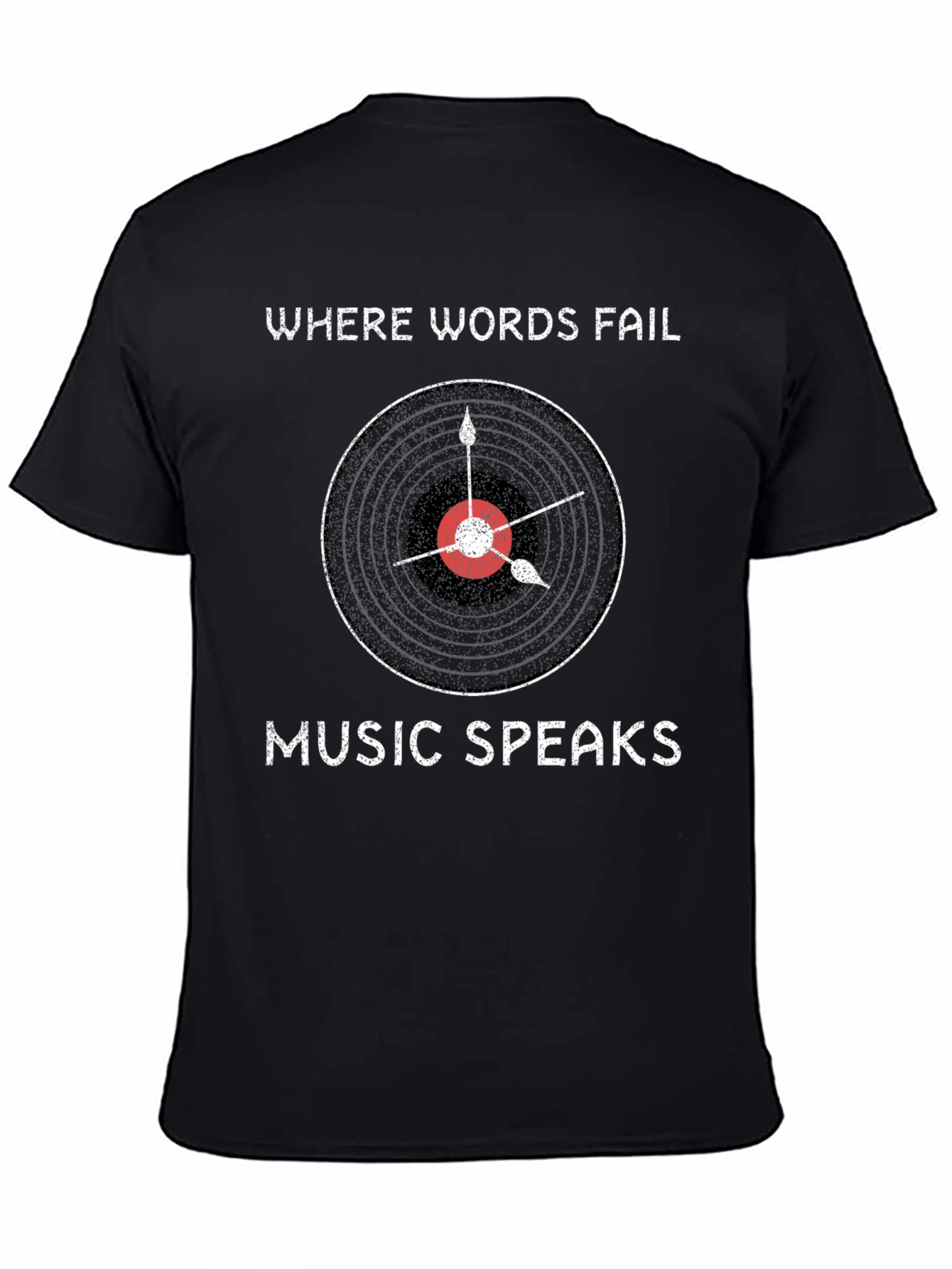 Black Music Speaks Graphic Tee - Black Cotton T-Shirt view 4