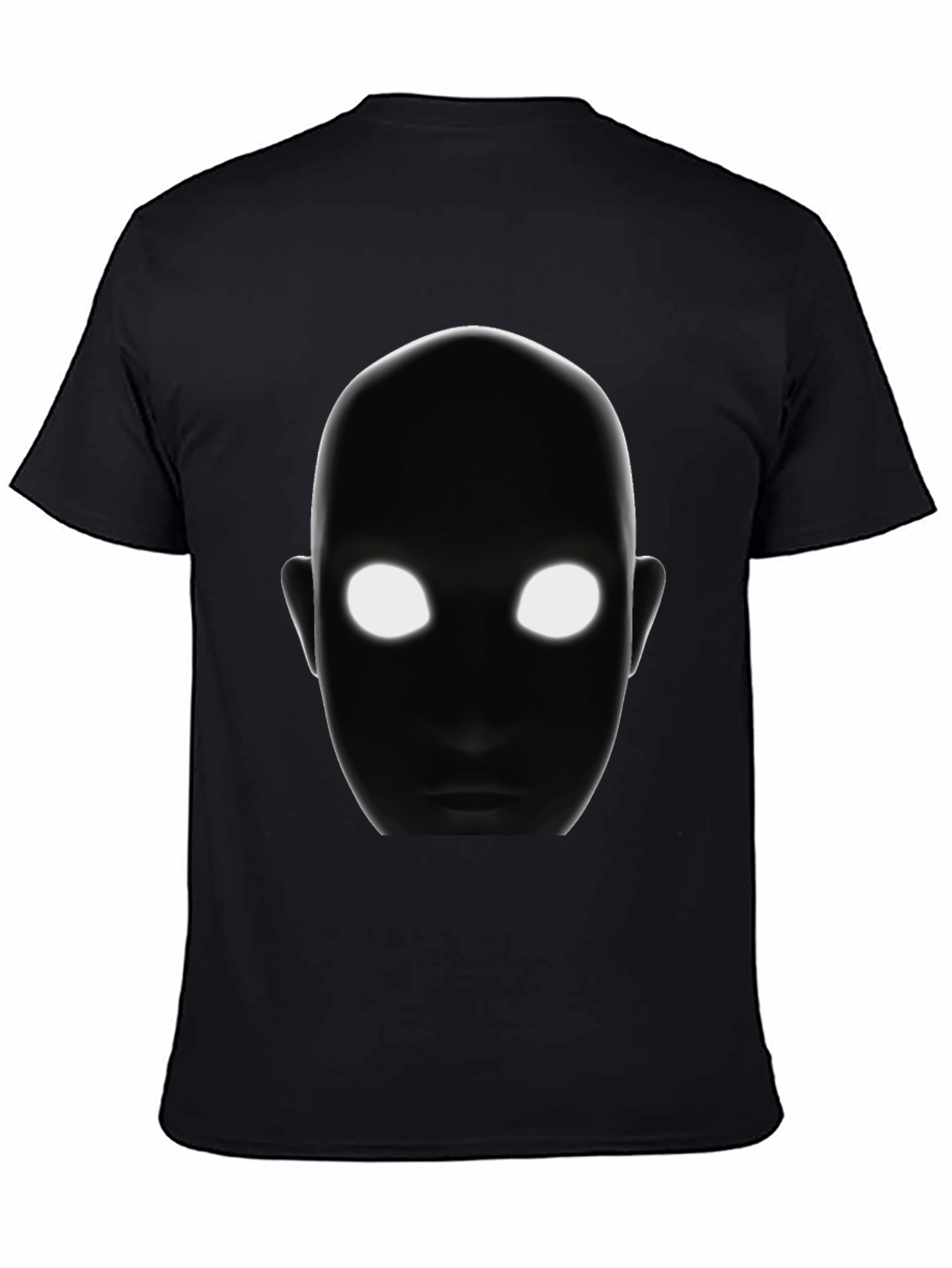 Black Men's Black T-Shirt with Glowing Eyes Graphic view 4