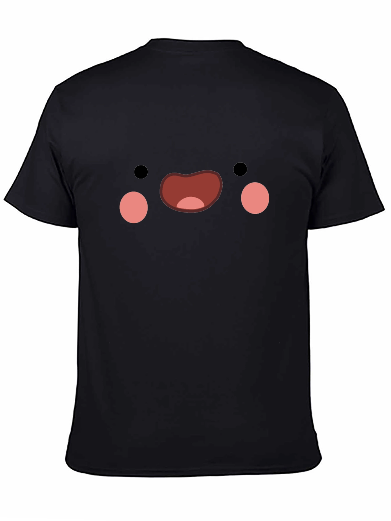 Black Cute Face Graphic Black T-Shirt view 4