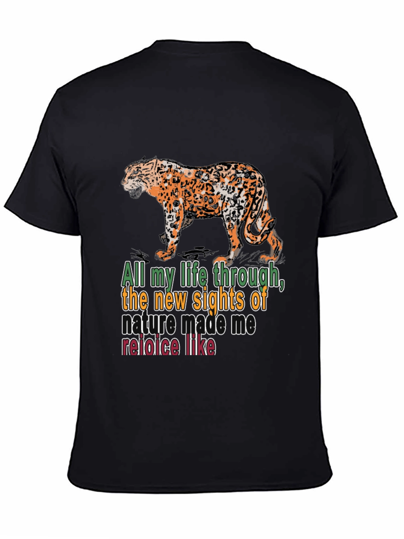 Black Nature Quote T-Shirt: Leopard Design view 4