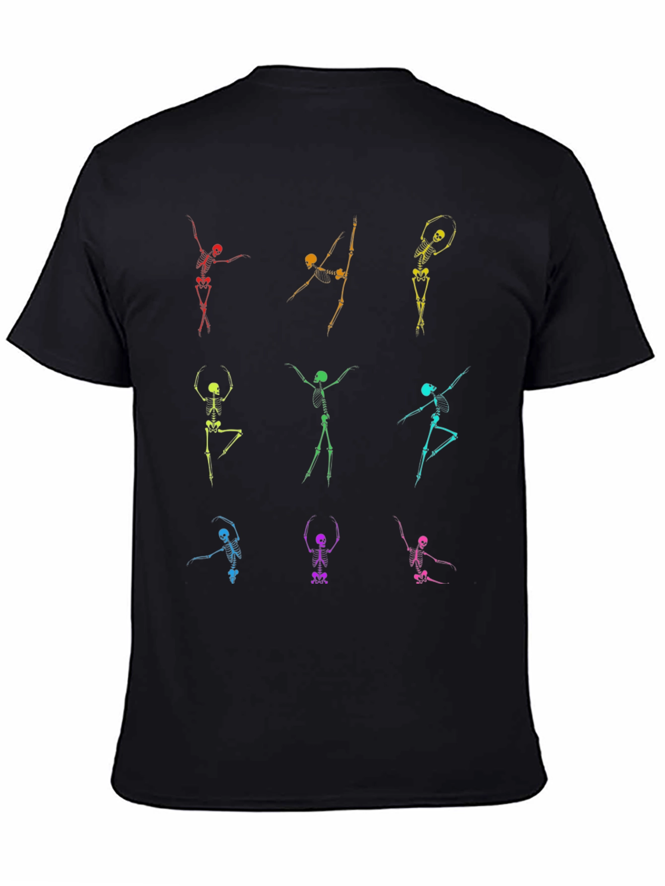 Black Dancing Skeleton T-Shirt - Black Cotton Tee view 4