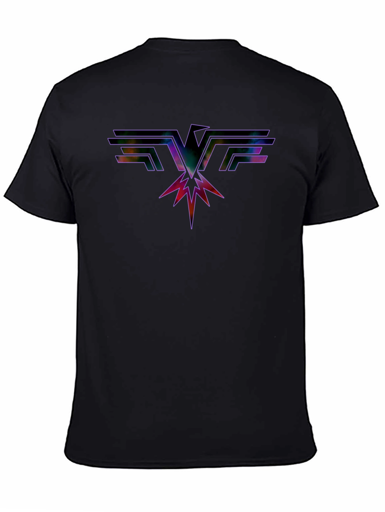 Black Retro Rock Eagle Graphic Black T-Shirt view 4