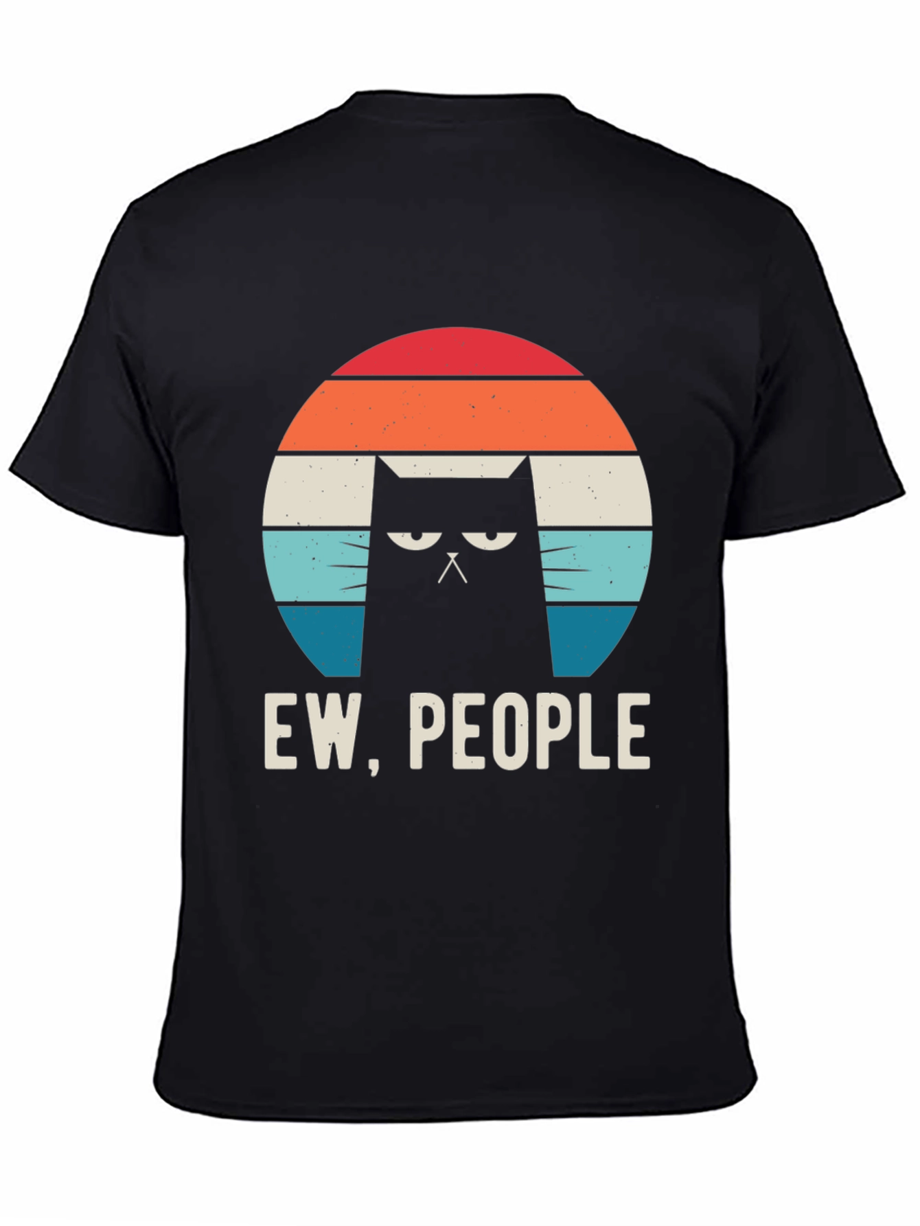 Black Ew People Cat Graphic Tee - Black Cotton Shirt view 4