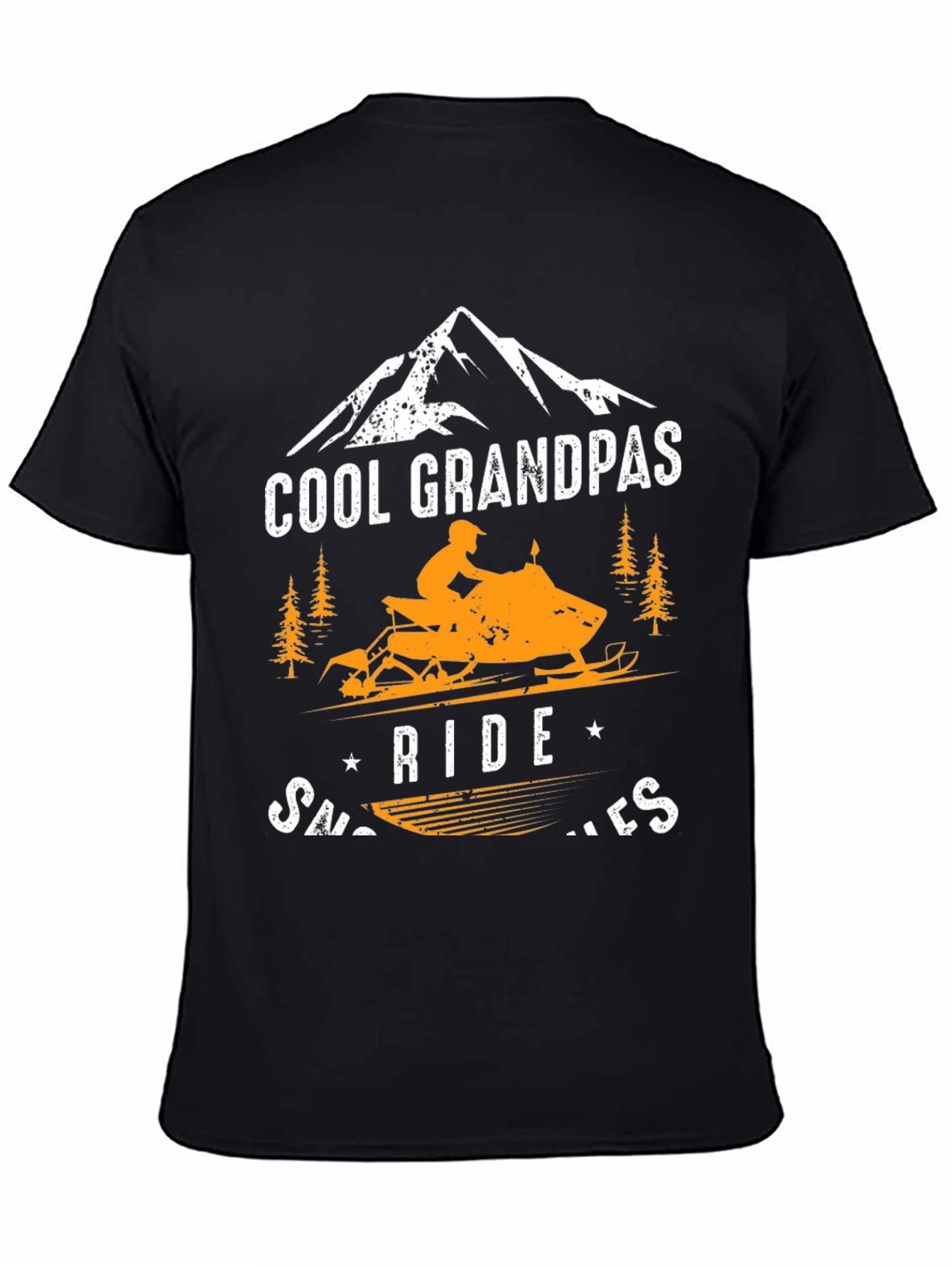 Black Cool Grandpa's Snowmobile Graphic Tee view 4