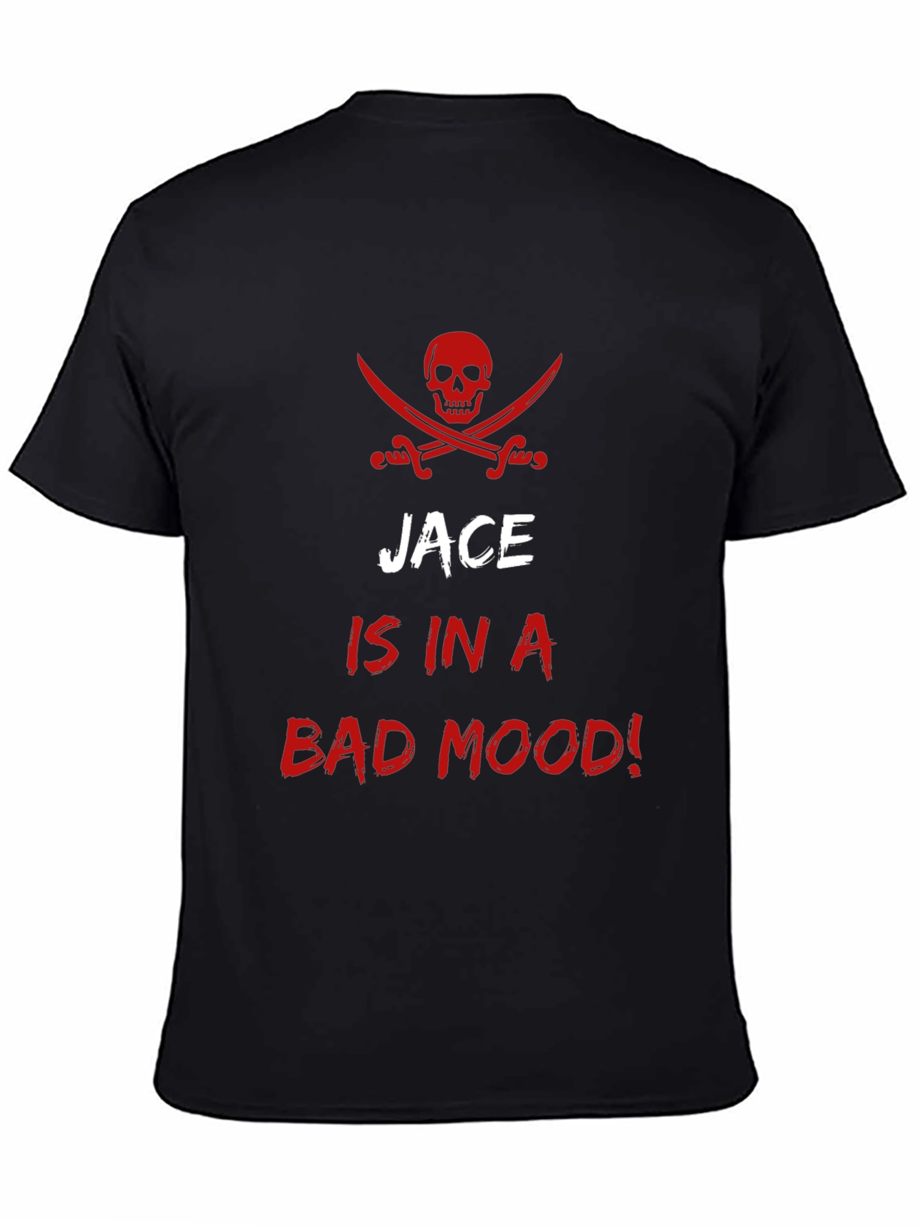 Black Jace is in a Bad Mood! Pirate Skull T-Shirt view 4