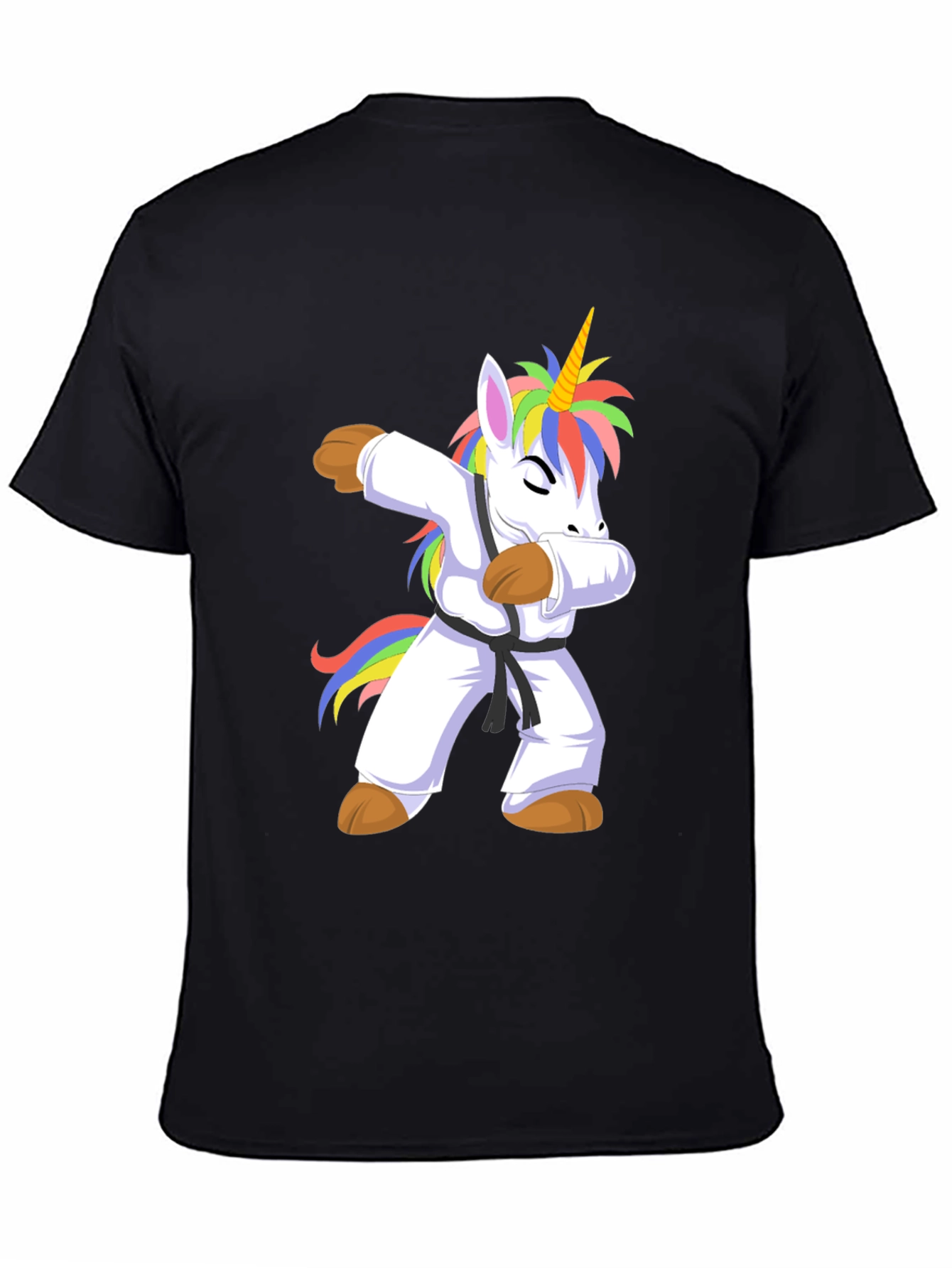 Black Unicorn Karate Dab Black T-Shirt view 4