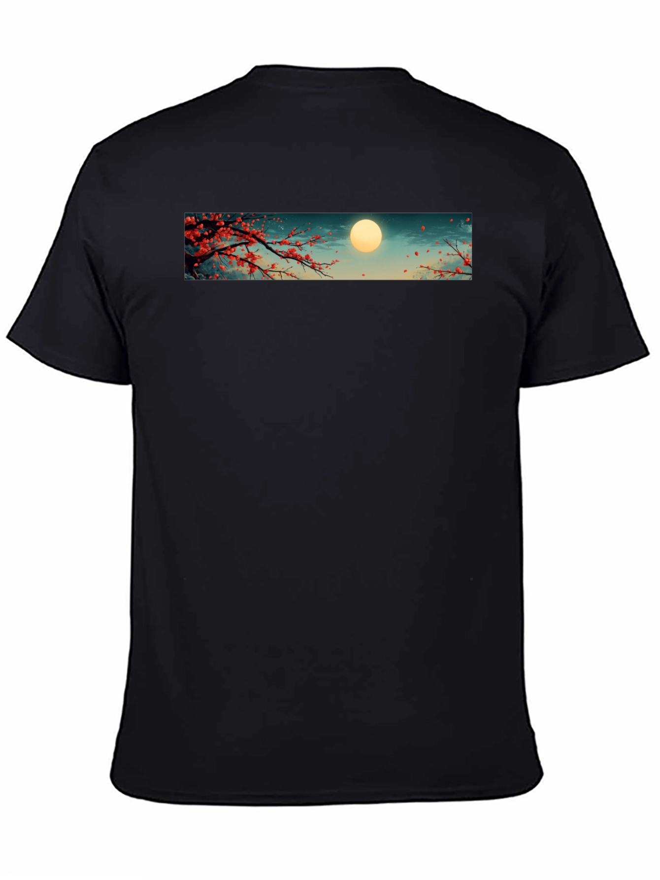 Black Sakura Moon T-Shirt - Japanese Cherry Blossom Tee view 4