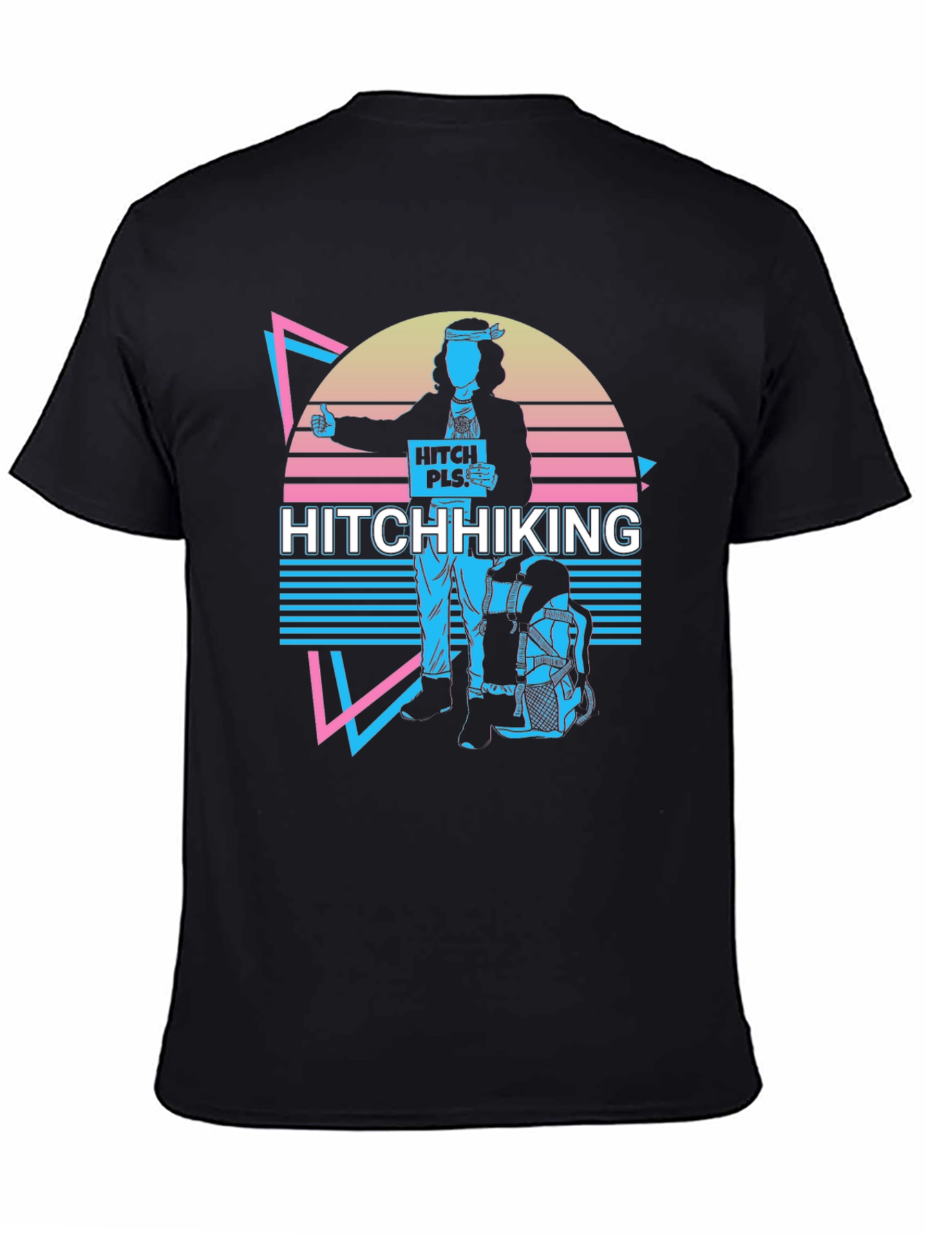 Black Hitchhiking Retro T-Shirt view 4