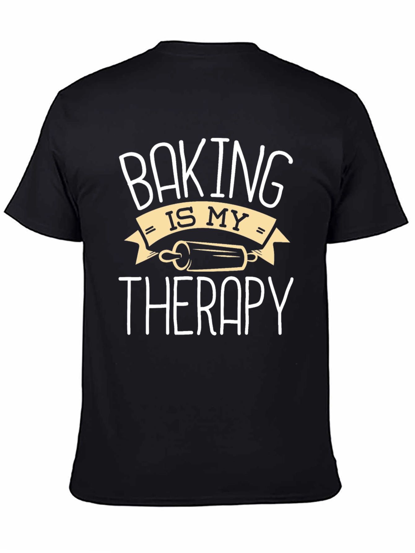 Black Baking Is My Therapy Black T-Shirt view 4